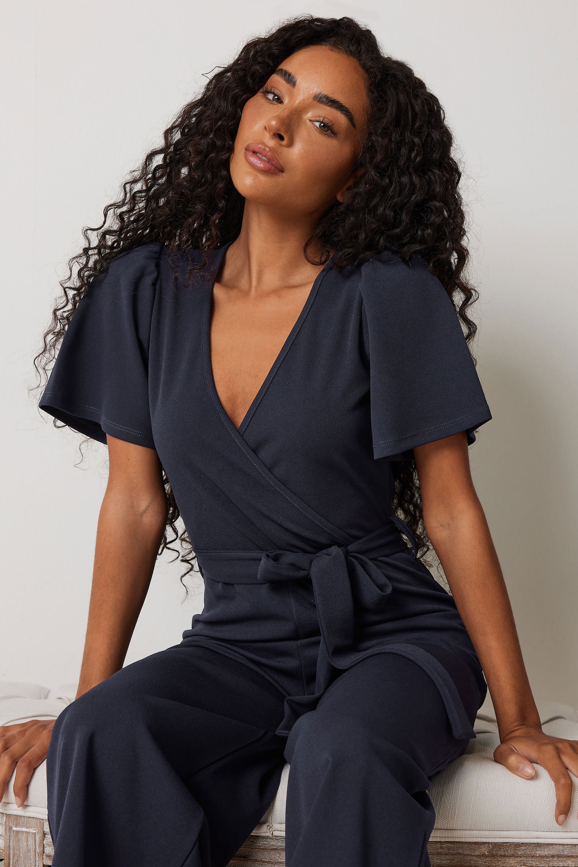 M&Co Petite Navy Blue Cropped Jumpsuit | M&Co 4