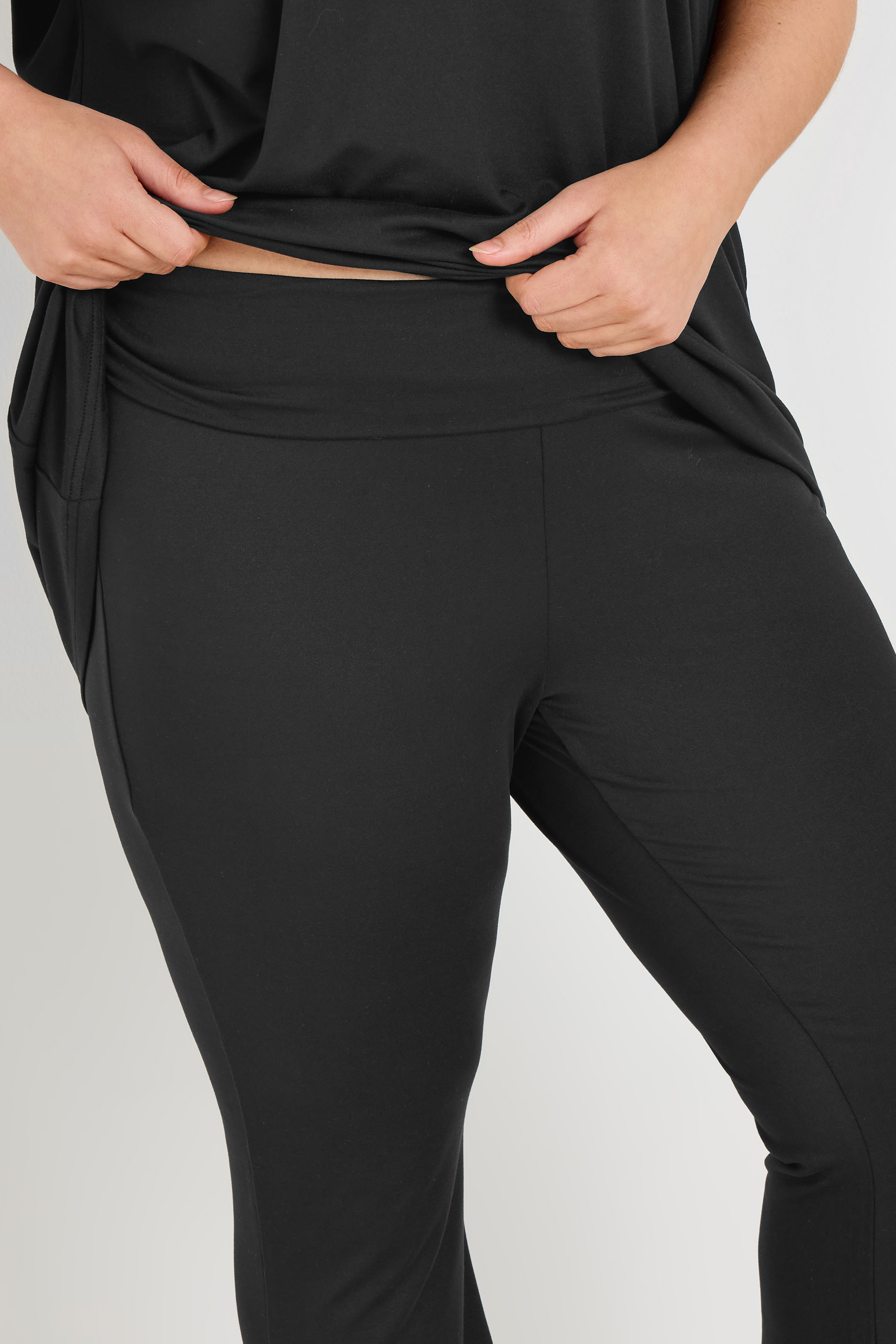 YOURS Plus Size Black Flare Pyjama Bottoms | Yours Clothing 4