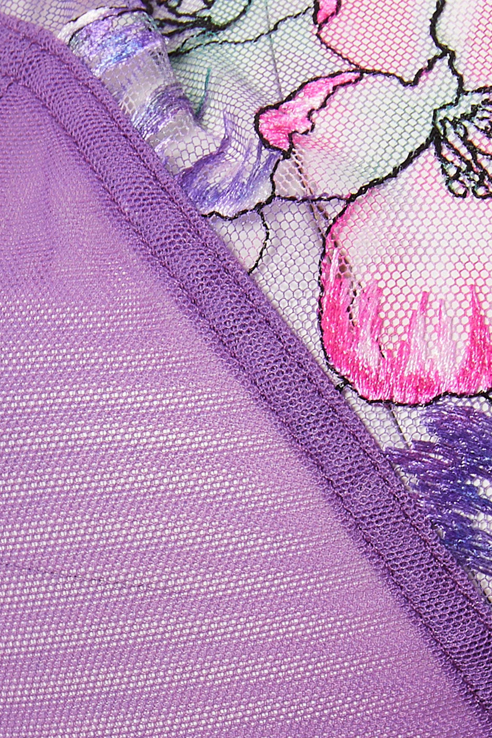 YOURS Plus Size Purple Floral Embroidered Underwired Bra | Yours Clothing 6