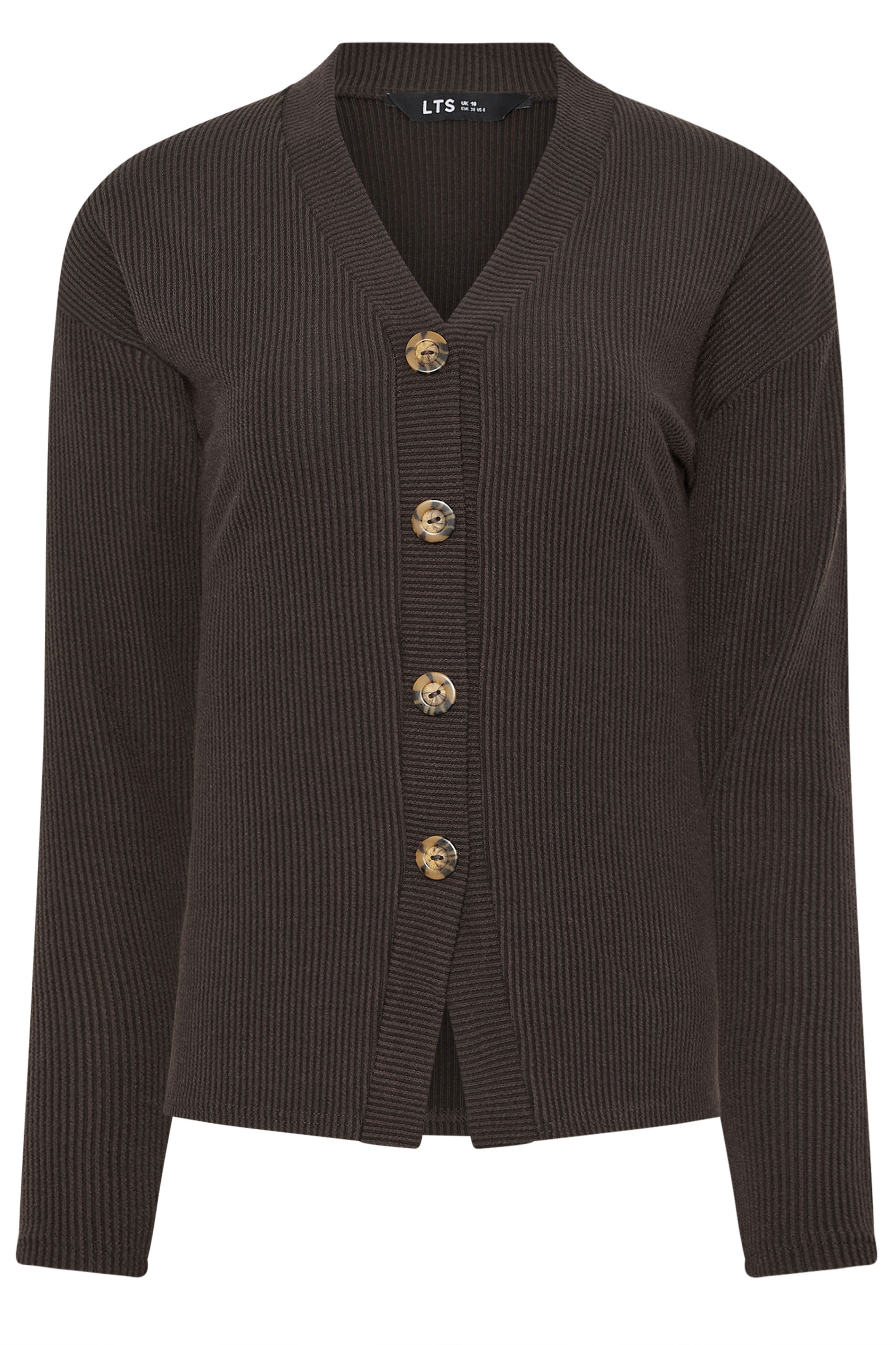 LTS Tall Women's Chocolate Brown Ribbed Cardigan | Long Tall Sally 5