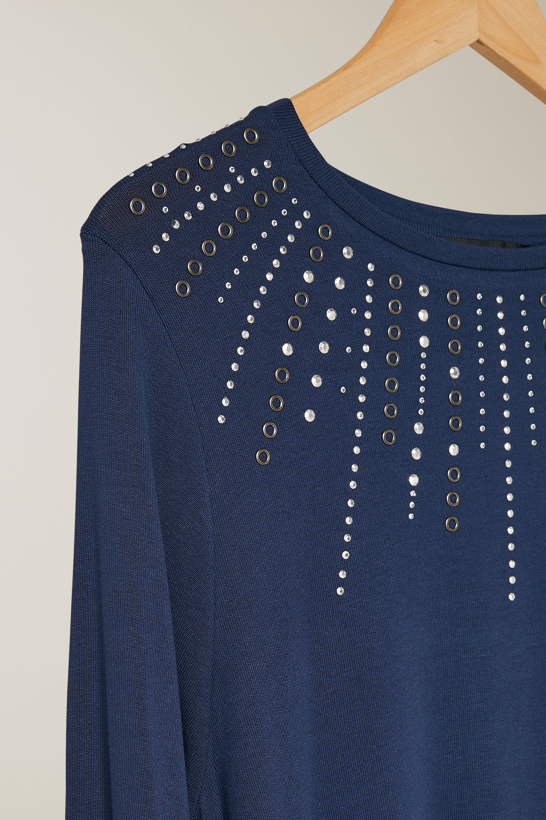 EVANS Plus Size Navy Blue Sequin Embellished Longline Top | Evans 7