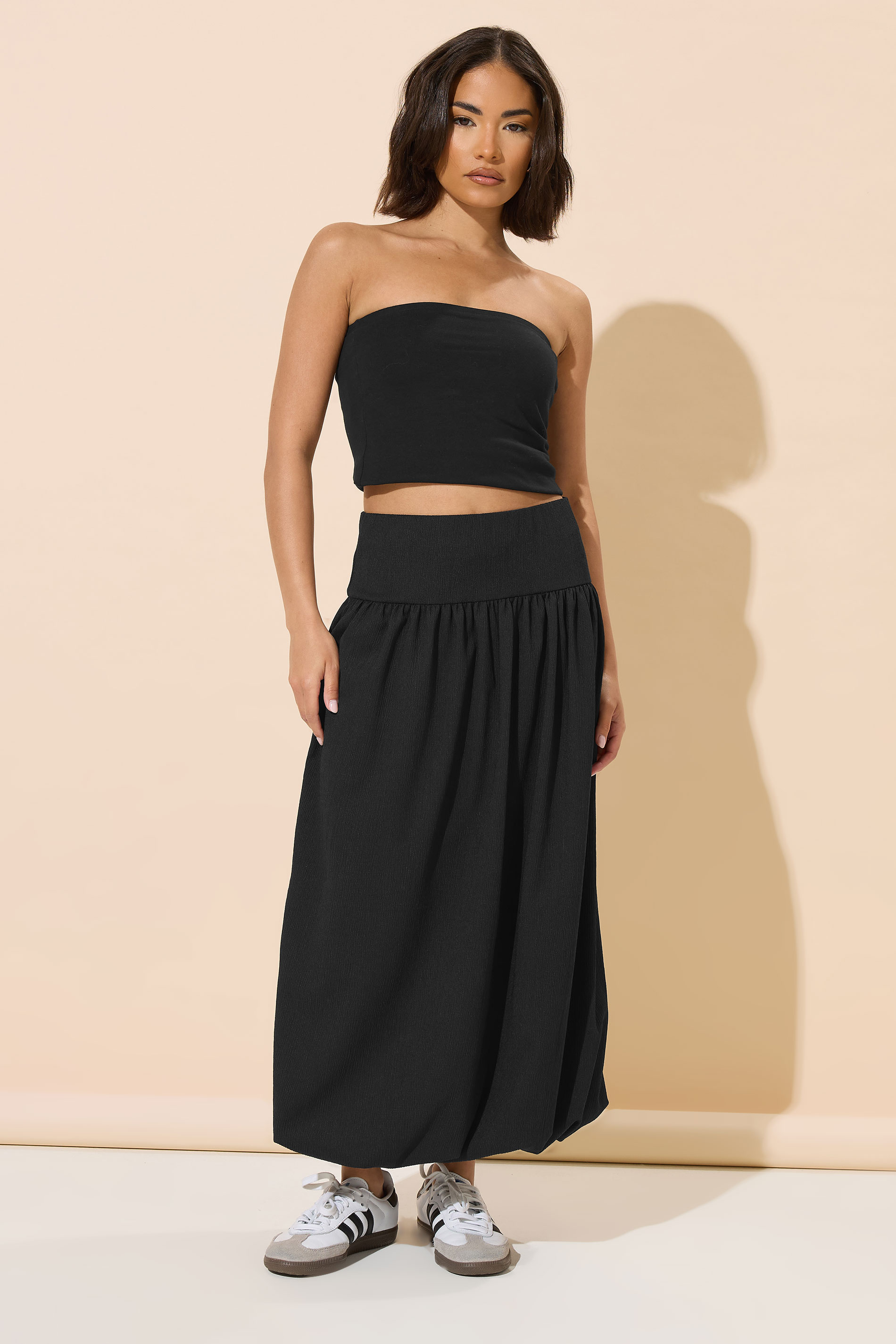 PixieGirl Petite Women's Black Bubble Hem Maxi Skirt | PixieGirl 1