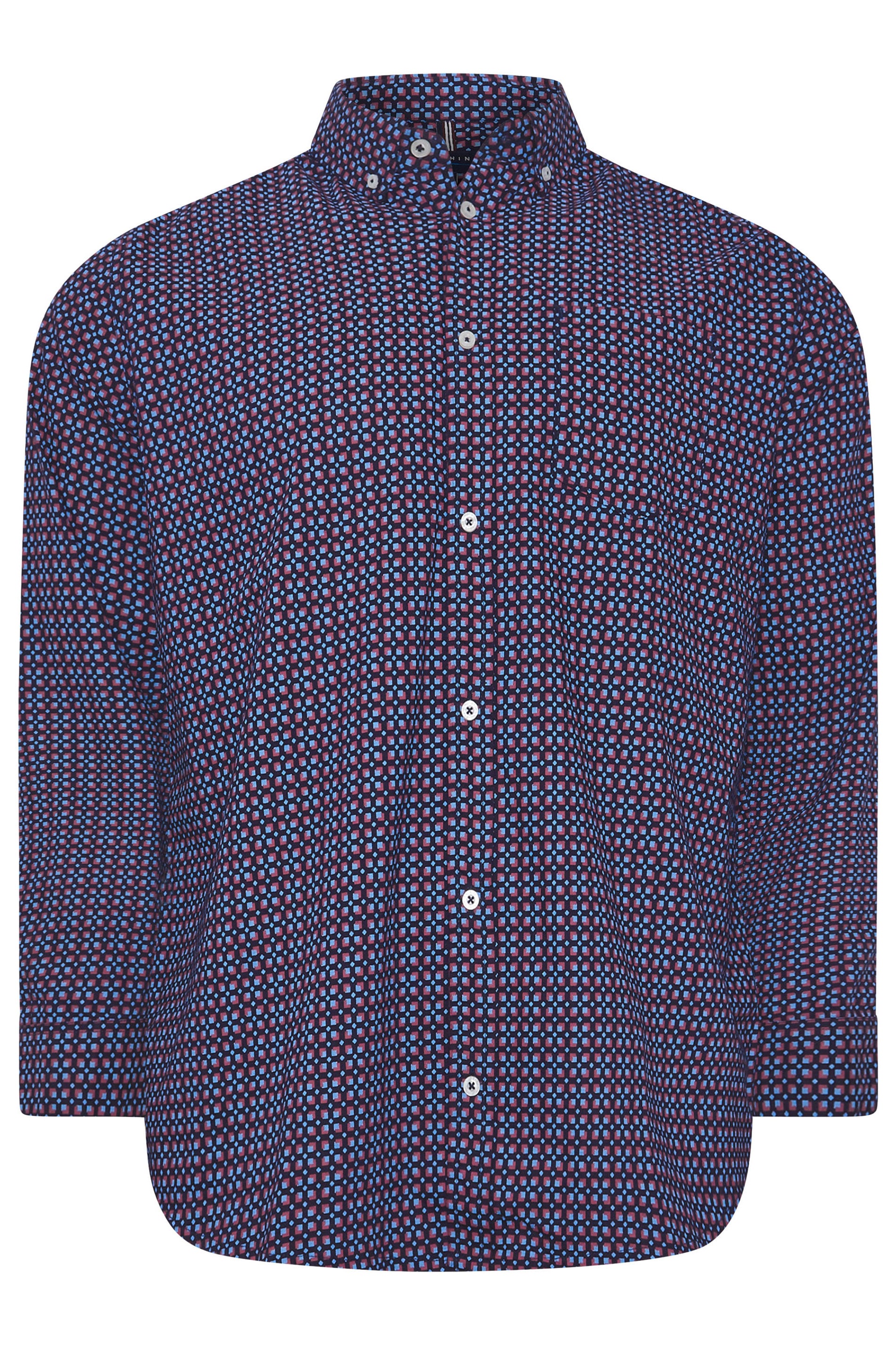 BadRhino Big & Tall Navy Blue Geometric Print Party Shirt | BadRhino 4