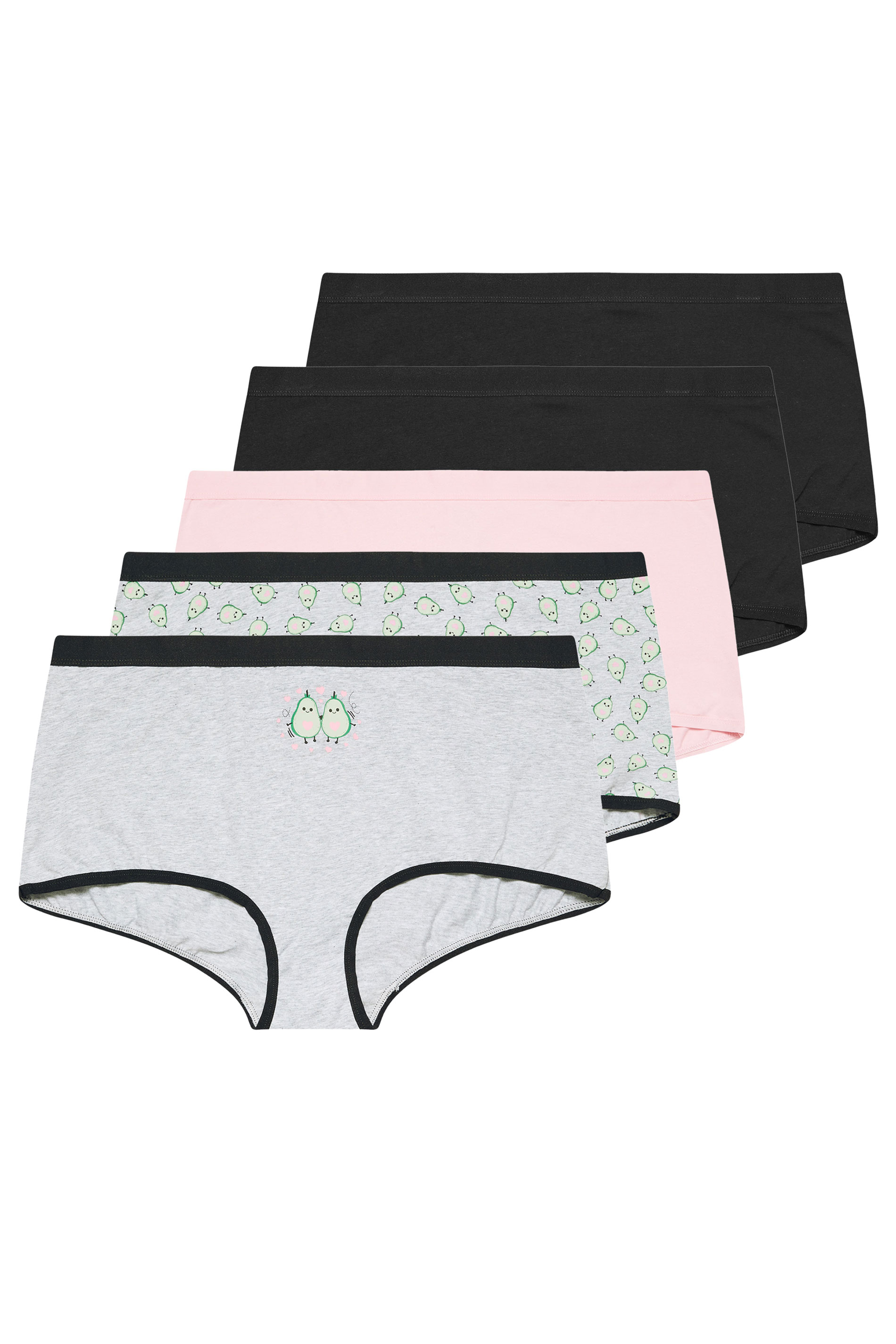 YOURSET 5 PACK Plus Size Grey Avocado Print Shorts | Yours Clothing 3