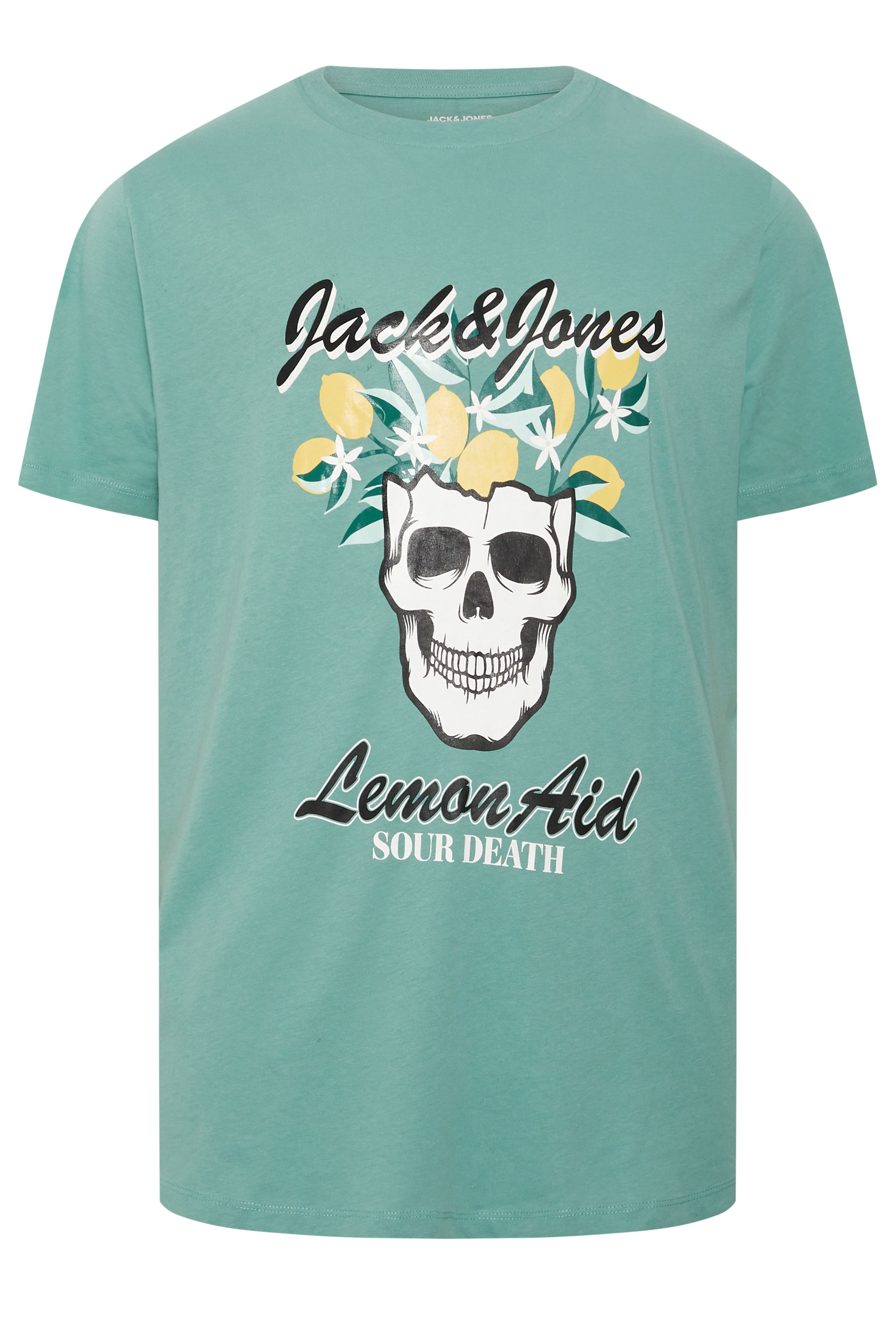 JACK & JONES Big & Tall Blue Tropical Skeleton Print Tee | BadRhino 1