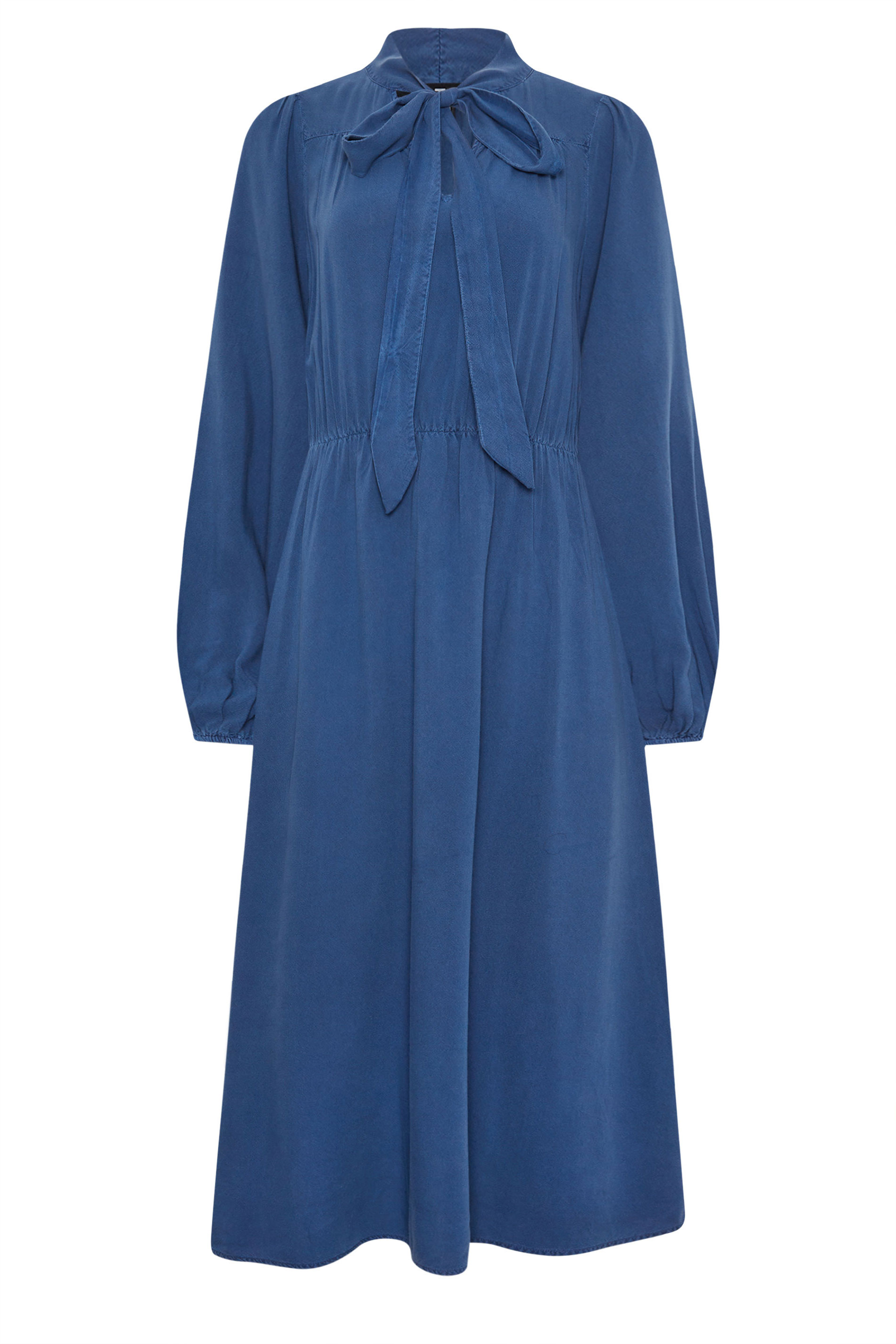 LTS Tall Blue Acid Wash Tie Neck Midi Dress | Long Tall Sally 6