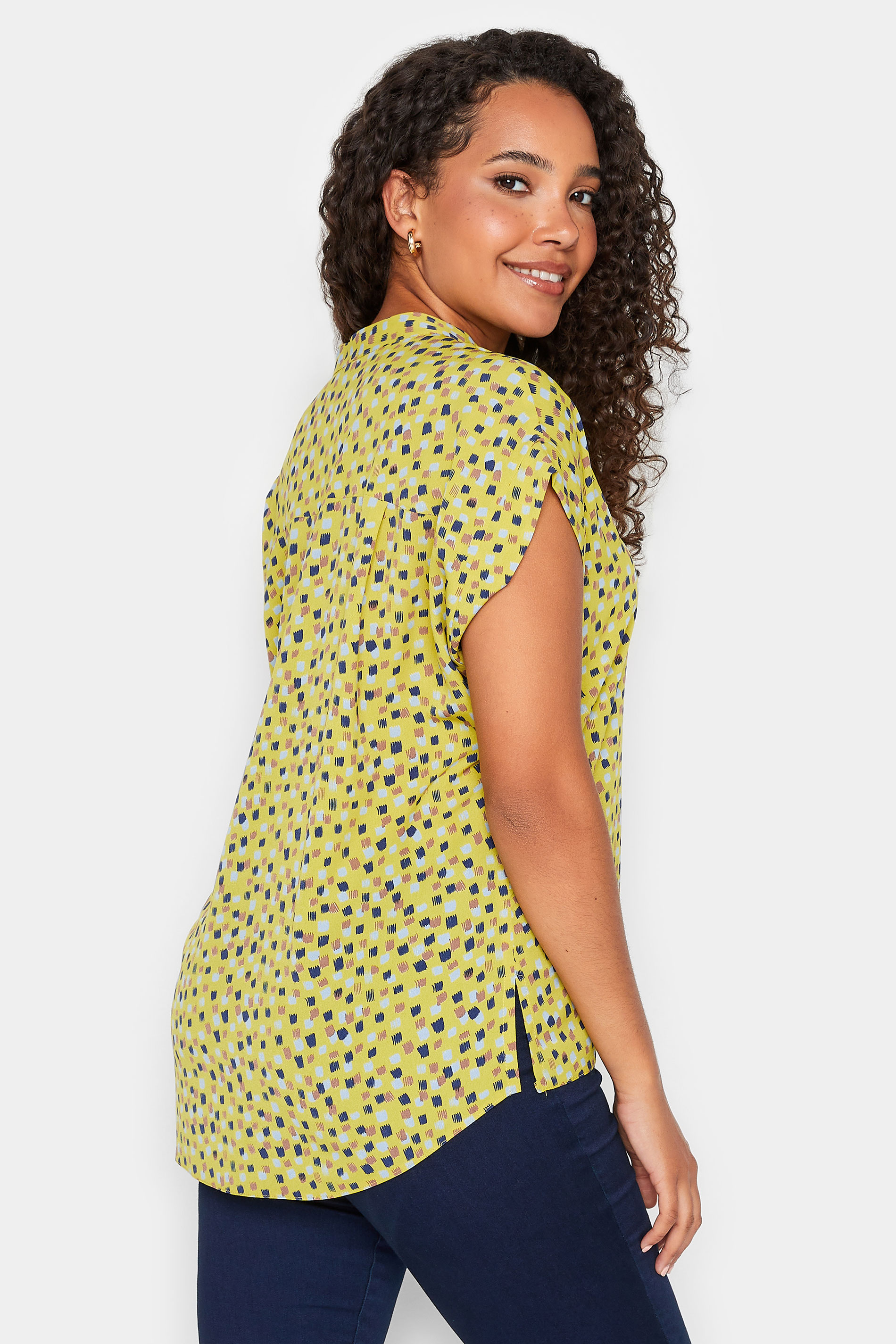M&Co Yellow Spot Print V-Neck Shirt| M&Co | M&Co