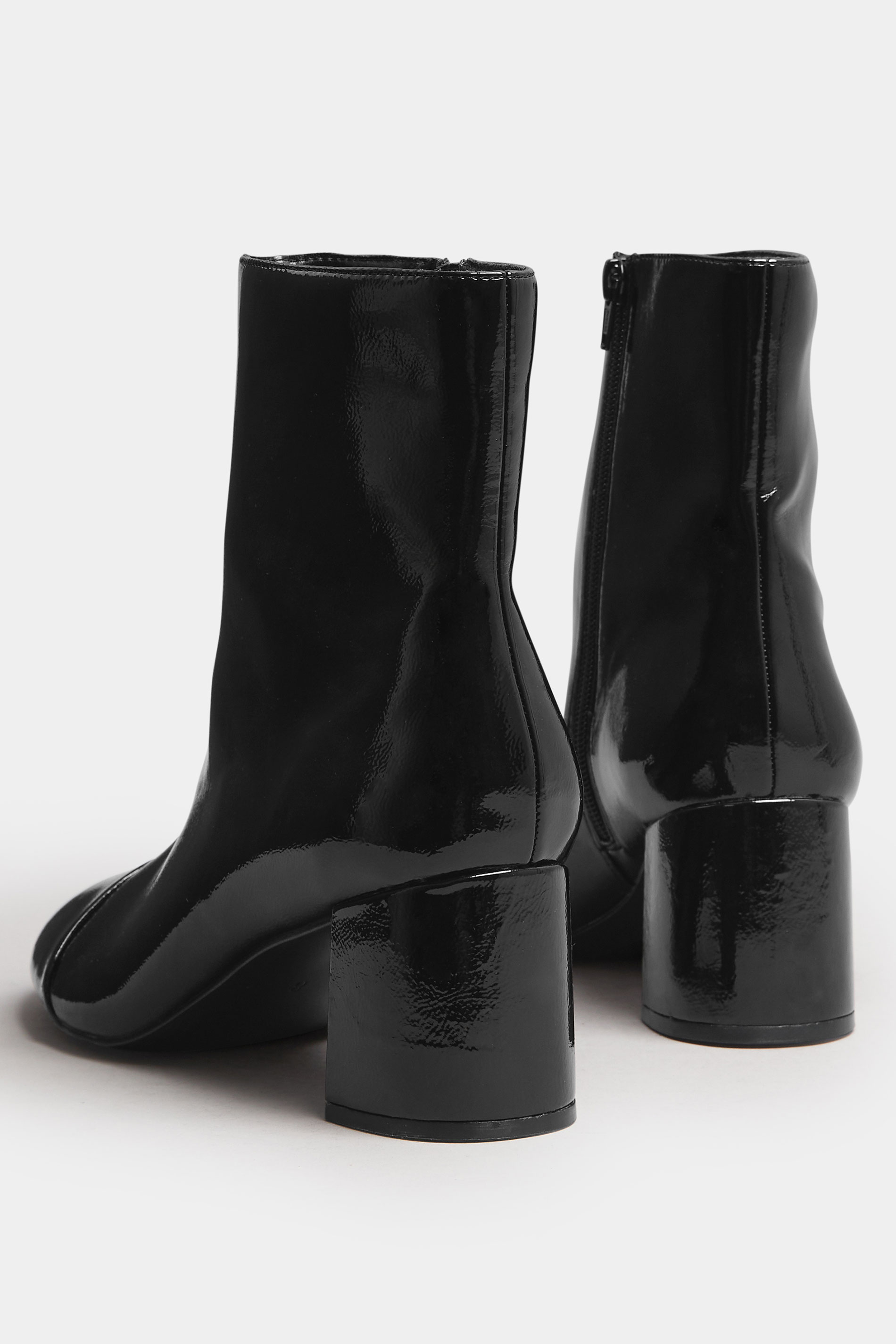 LTS Black Patent Block Heel Ankle Boot In Standard Fit | Long Tall Sally 4