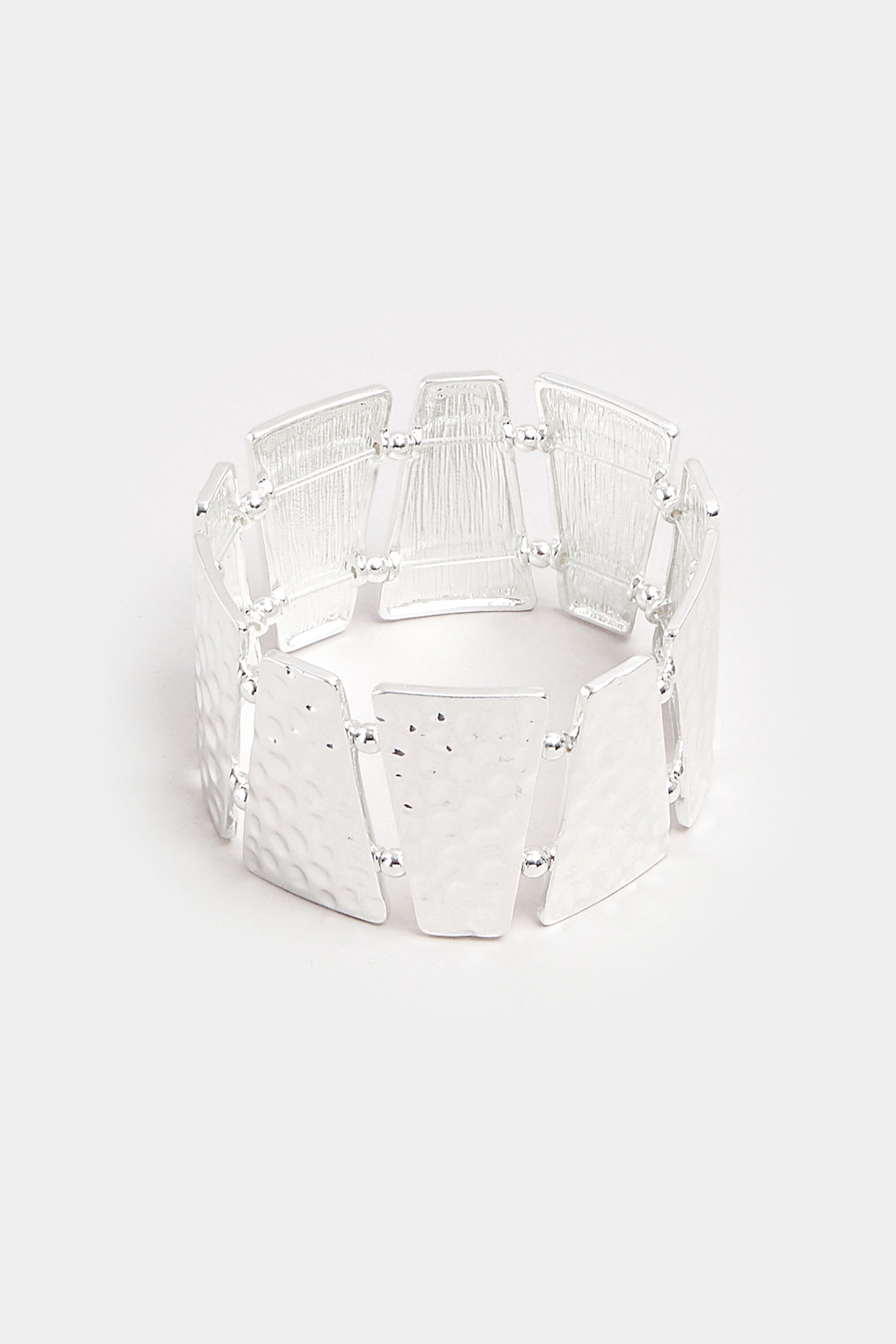Silver Tone Textured Stretch Bracelet | Yours Clothing 3