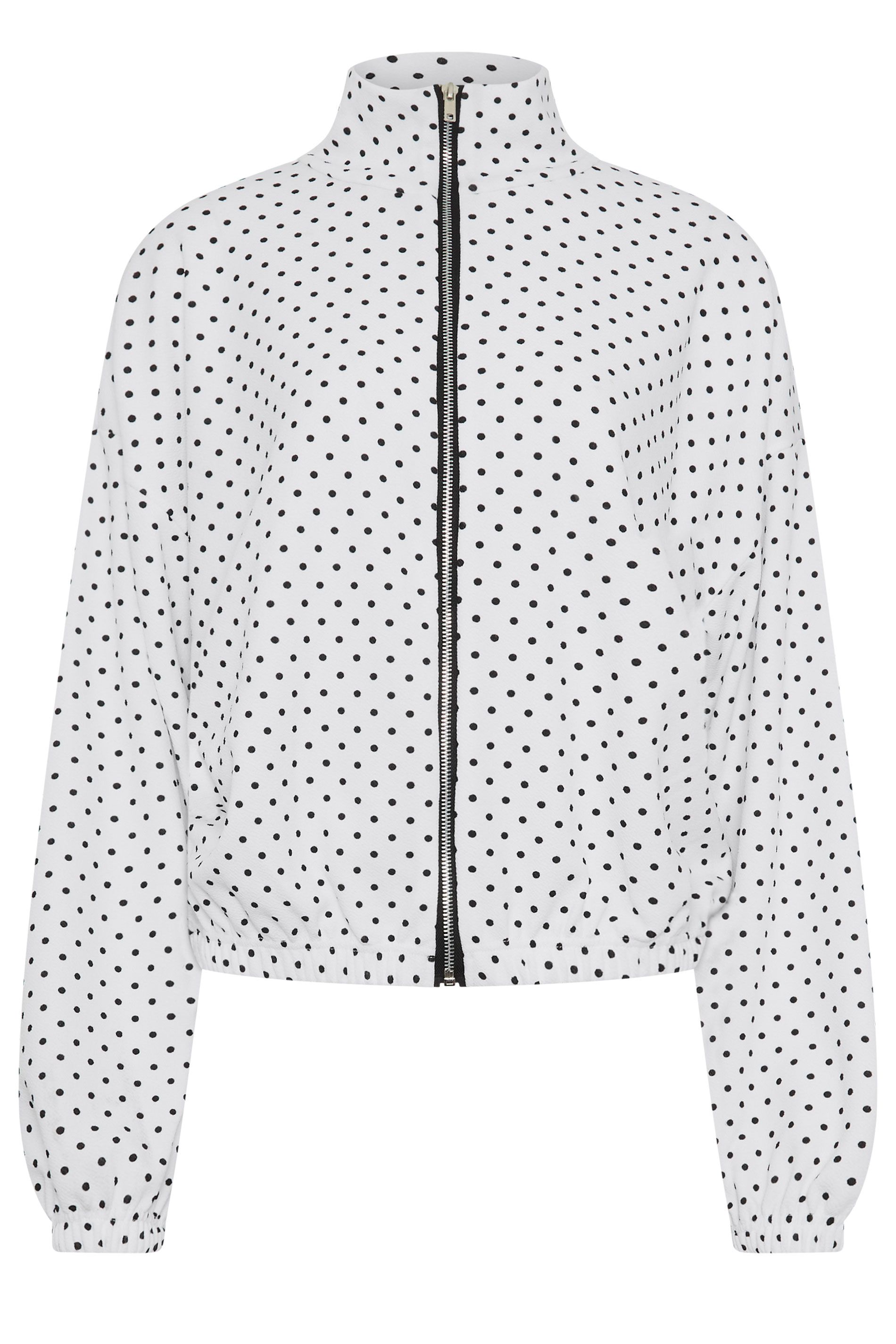 LTS Tall Women's White Polka Dot Funnel Neck Jacket | Long Tall Sally 1