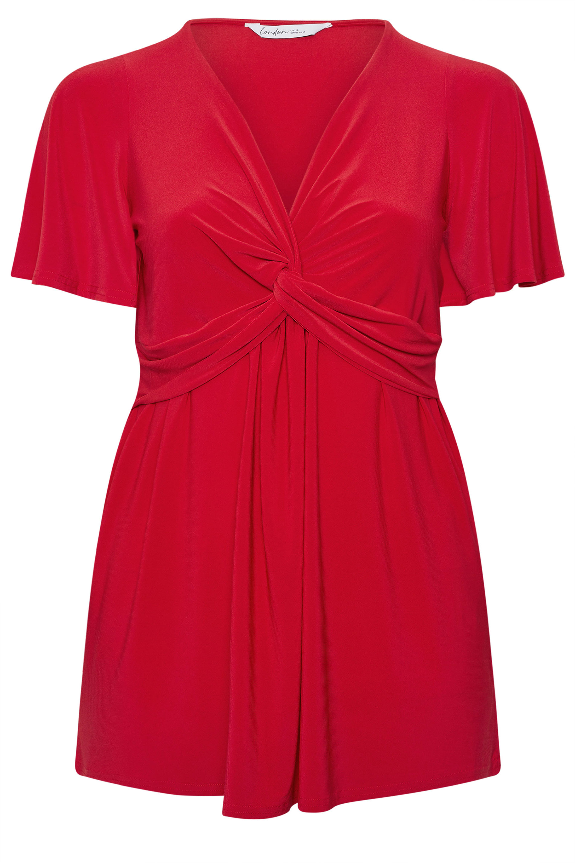 YOURS LONDON Plus Size Red Knot Detail Front Top | Yours Clothing 5