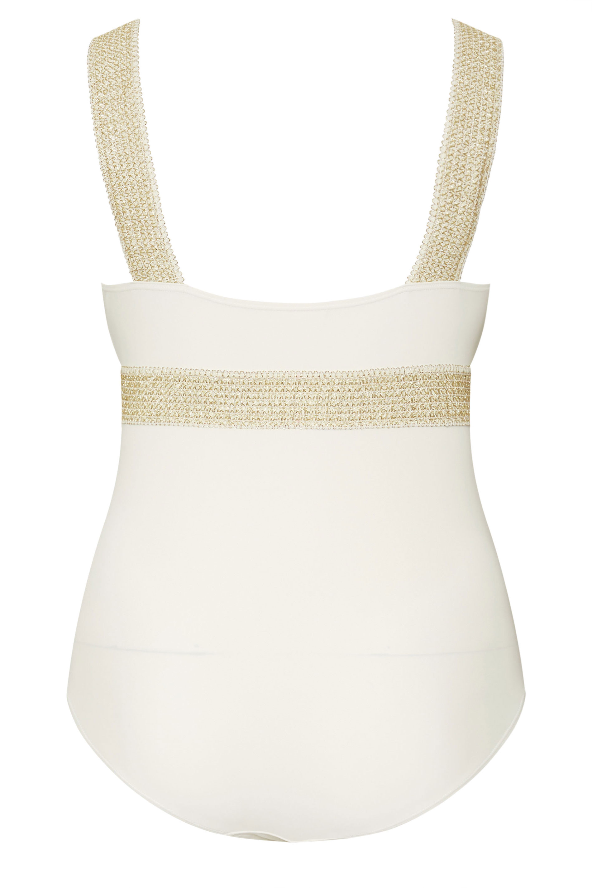YOURS Plus Size White Metallic Tummy Control Swimsuit | Yours Clothing 8