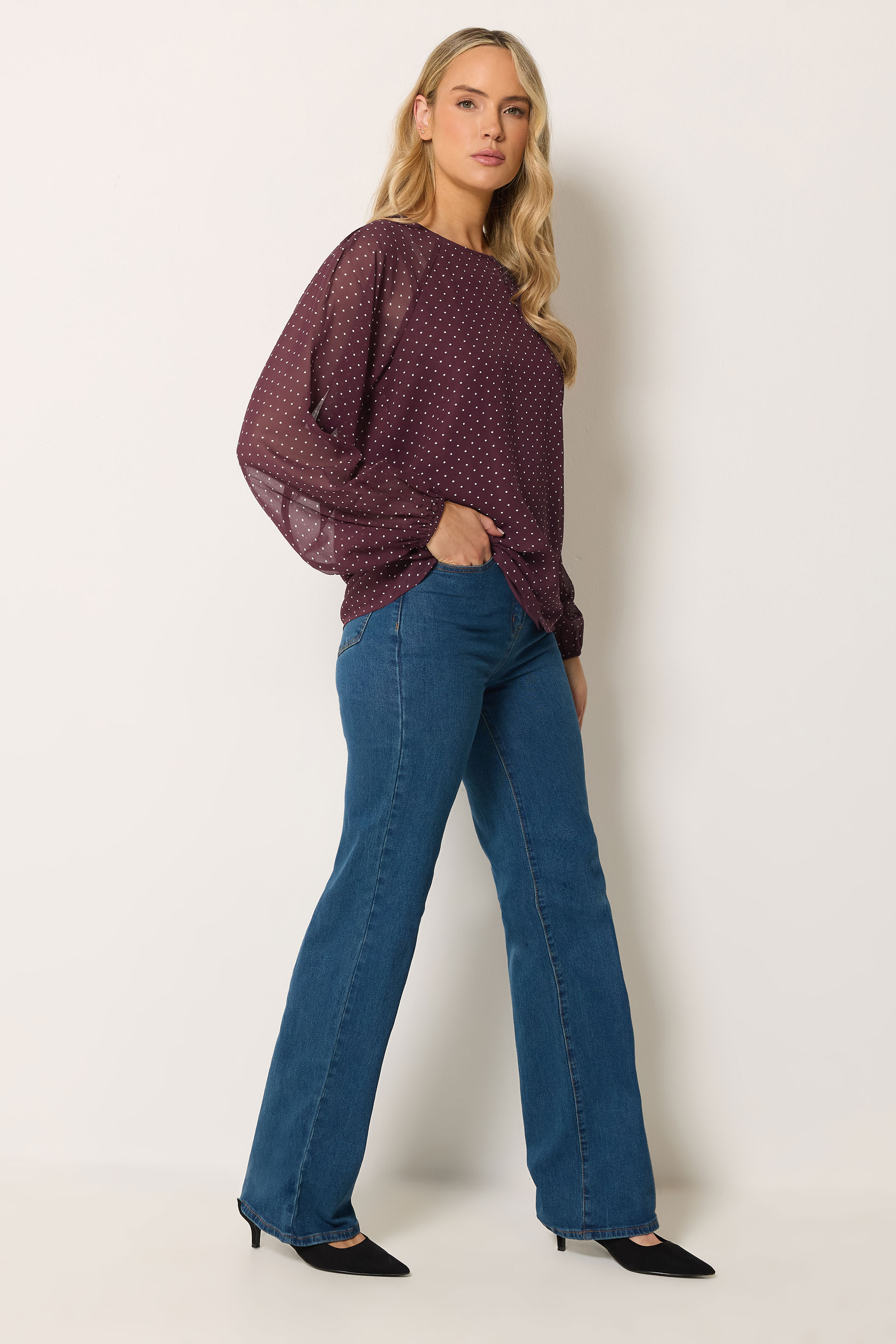 LTS Tall Women's Red Polka Dot Long Sleeve Blouse | Long Tall Sally 1