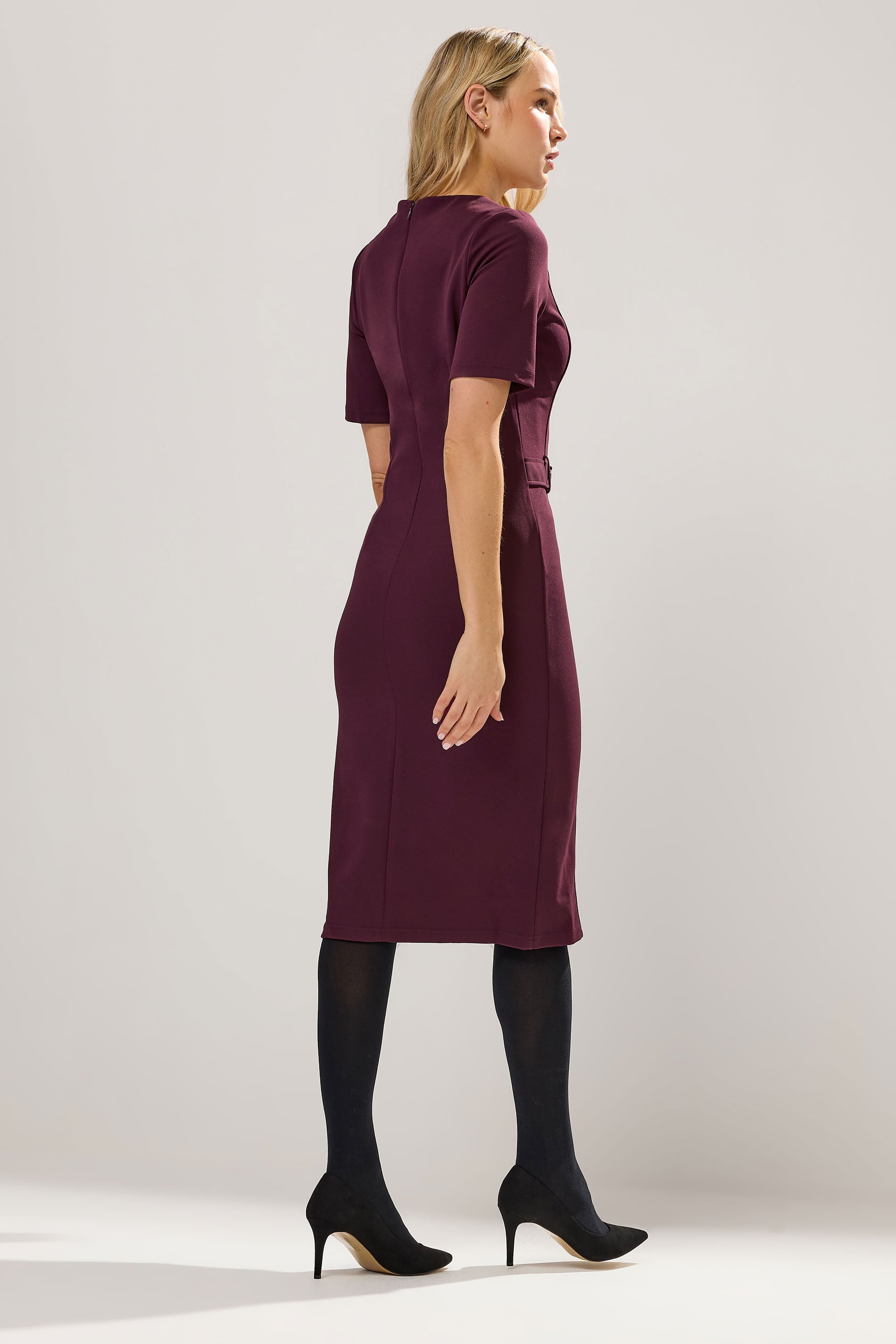 LTS Tall Berry Red Tailored Button Midi Dress | Long Tall Sally 2