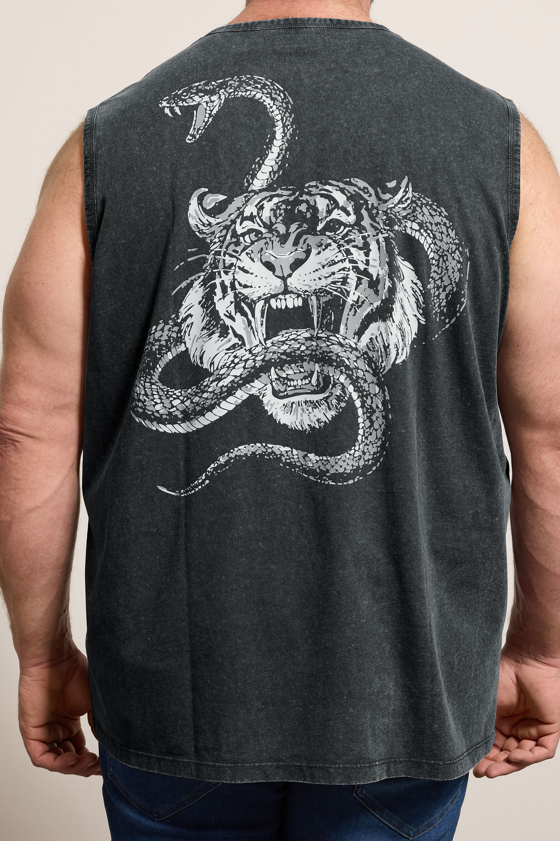 BadRhino Big & Tall Black Acid Wash Graphic Vest | BadRhino 4