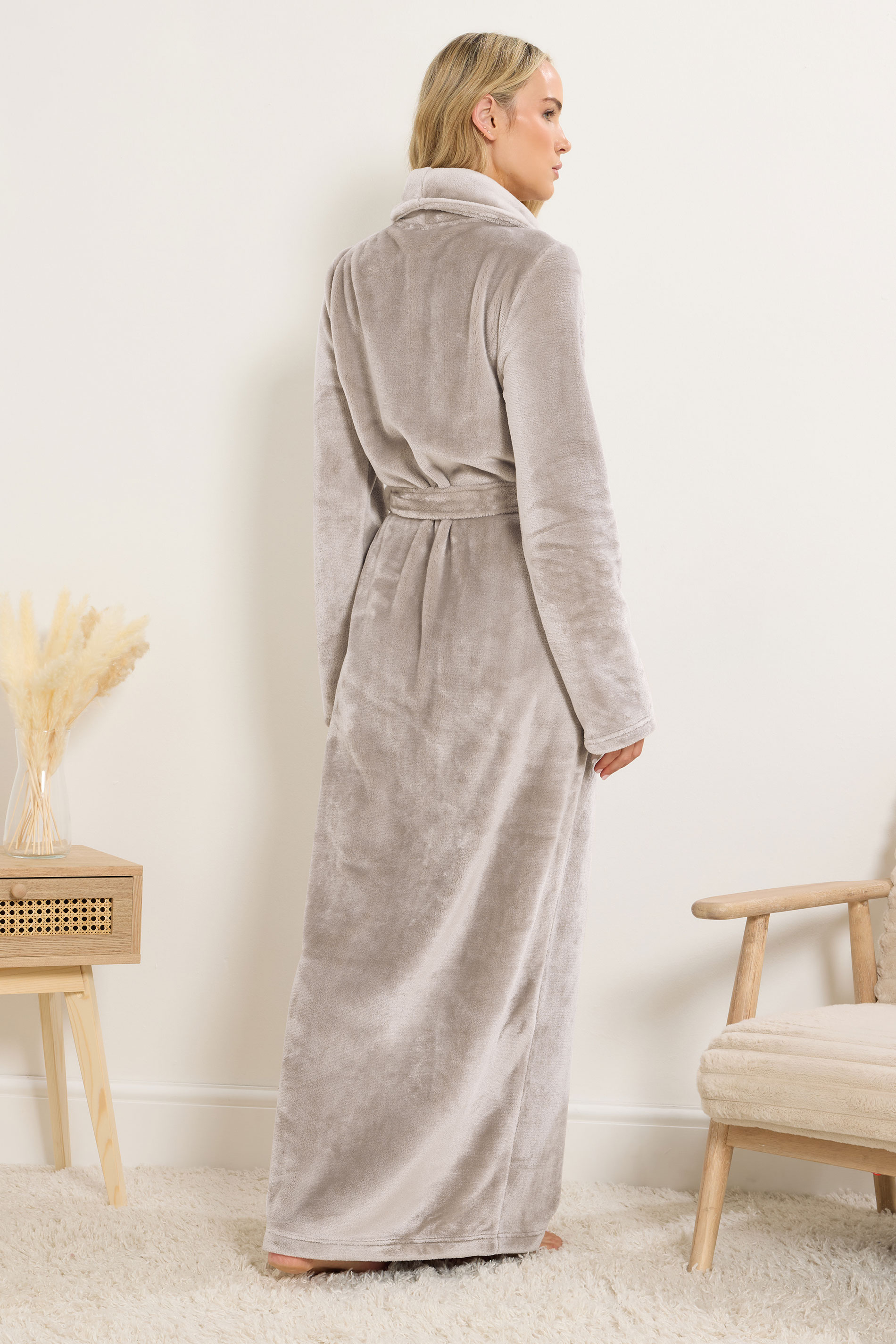LTS Tall Stone Brown Super Luxe Maxi Dressing Gown | Long Tall Sally 2