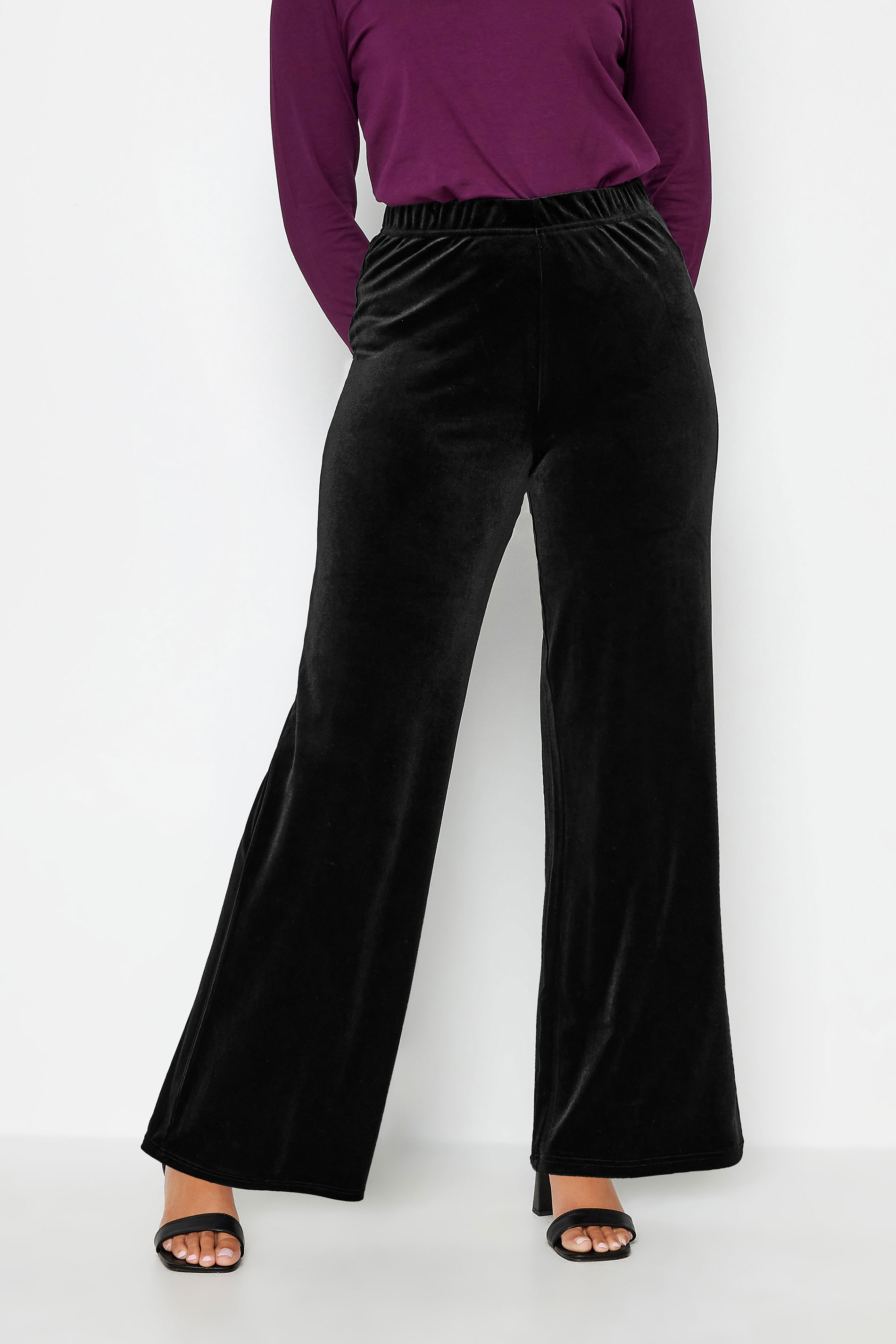 Women Ladies Casual Crushed Velvet High Waist Flare Pants Bell Bottoms  Trousers | eBay