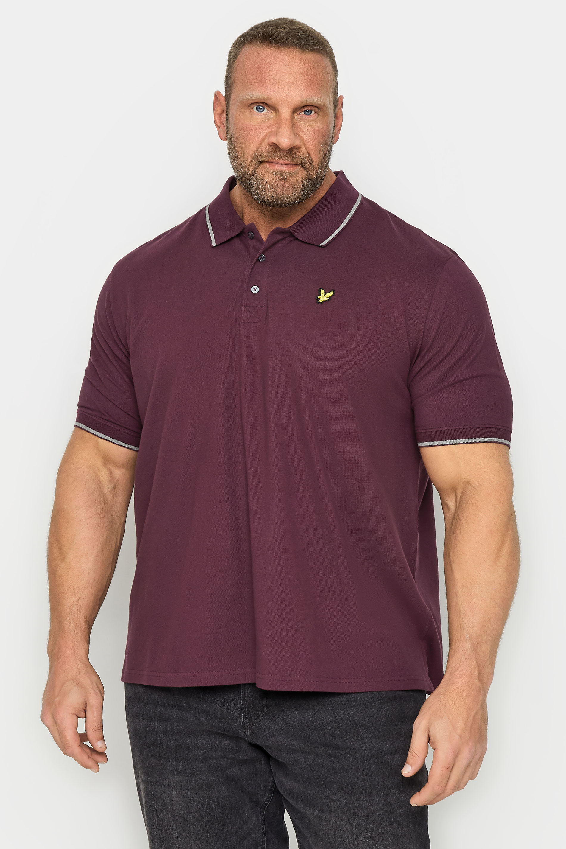 LYLE & SCOTT Big & Tall Burgundy Red Tipped Polo Shirt | BadRhino 3