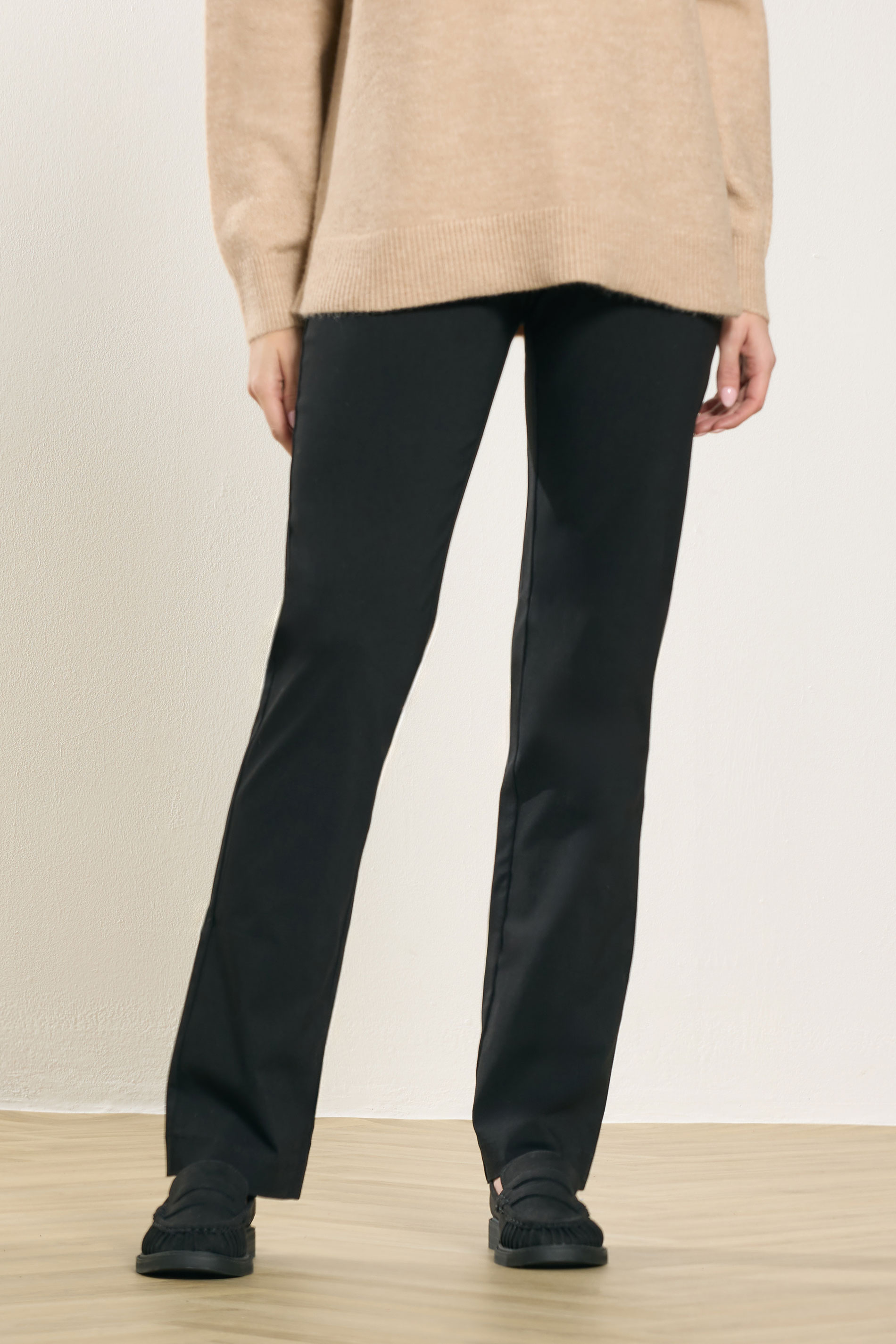 Women's Black M&Co M&Co Straight Leg Bengaline Trousers Size Regular > 18