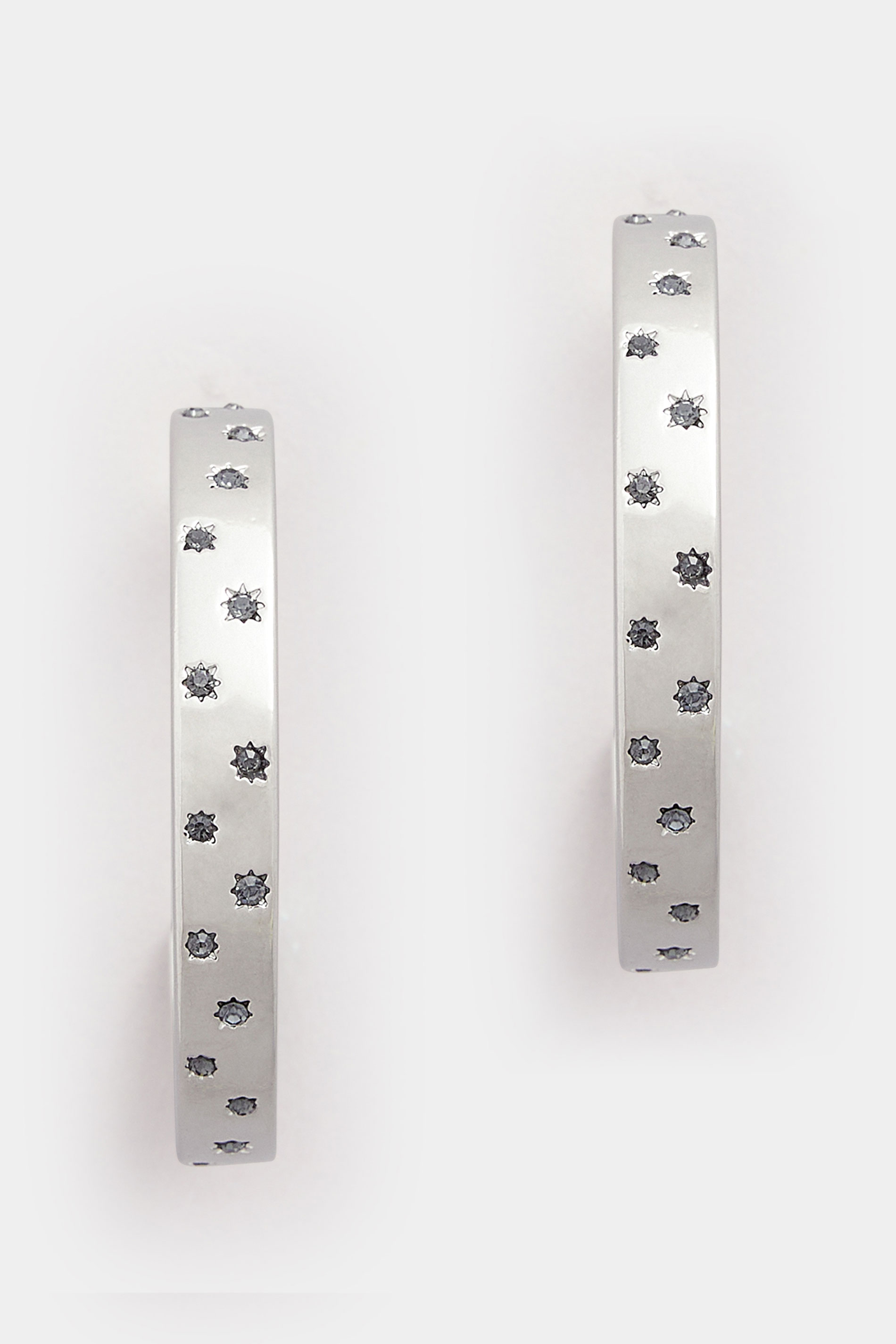 Silver Tone Star Diamante Hoop Earrings | Yours Clothing 3