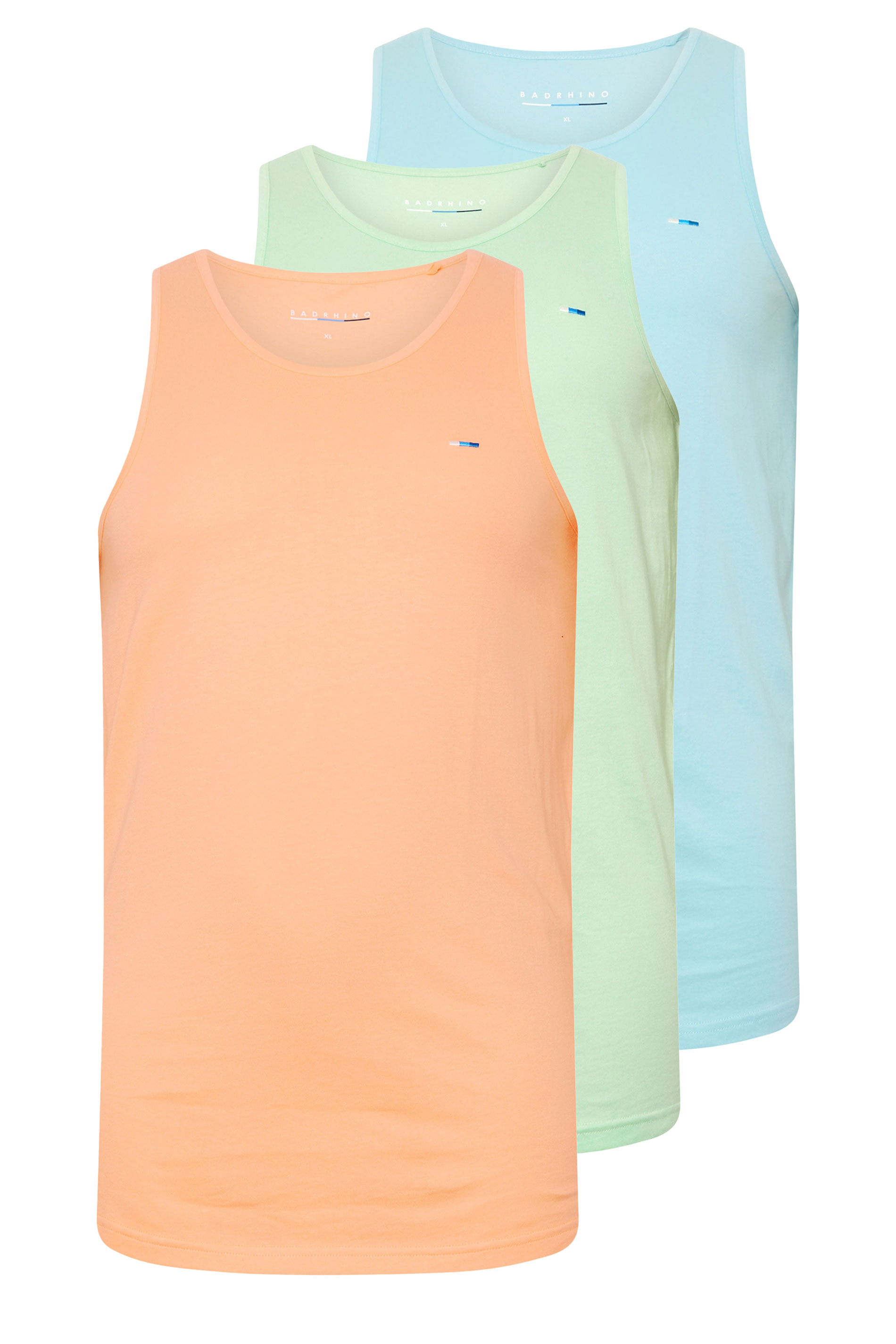 BadRhino Big & Tall 3 PACK Light Blue & Orange Vest Tops | BadRhino 8