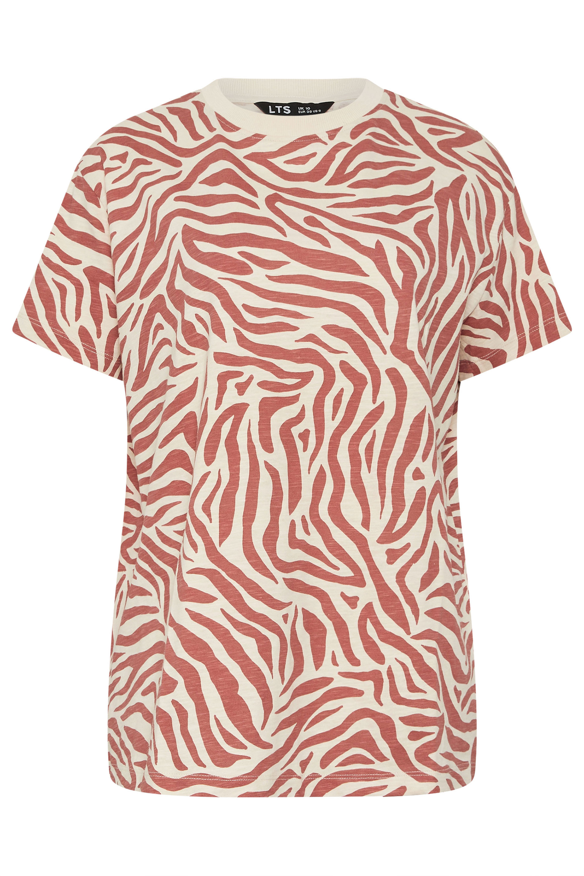 LTS Tall Women's Dark Pink Zebra Print Cotton Oversized T-Shirt | Long Tall Sally 5
