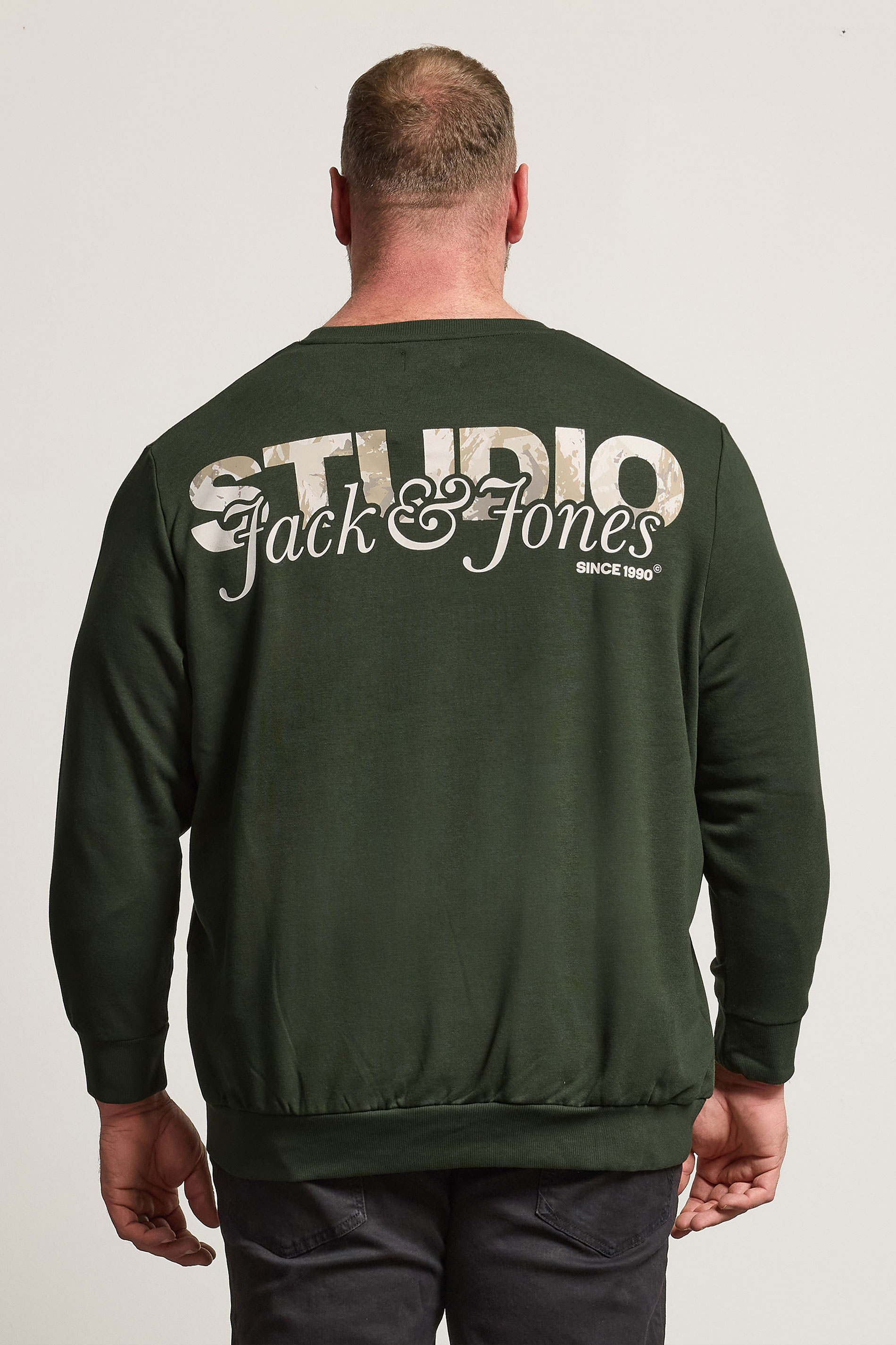 JACK & JONES Big & Tall Duffle Bag Green Crew Neck Sweatshirt | BadRhino 2