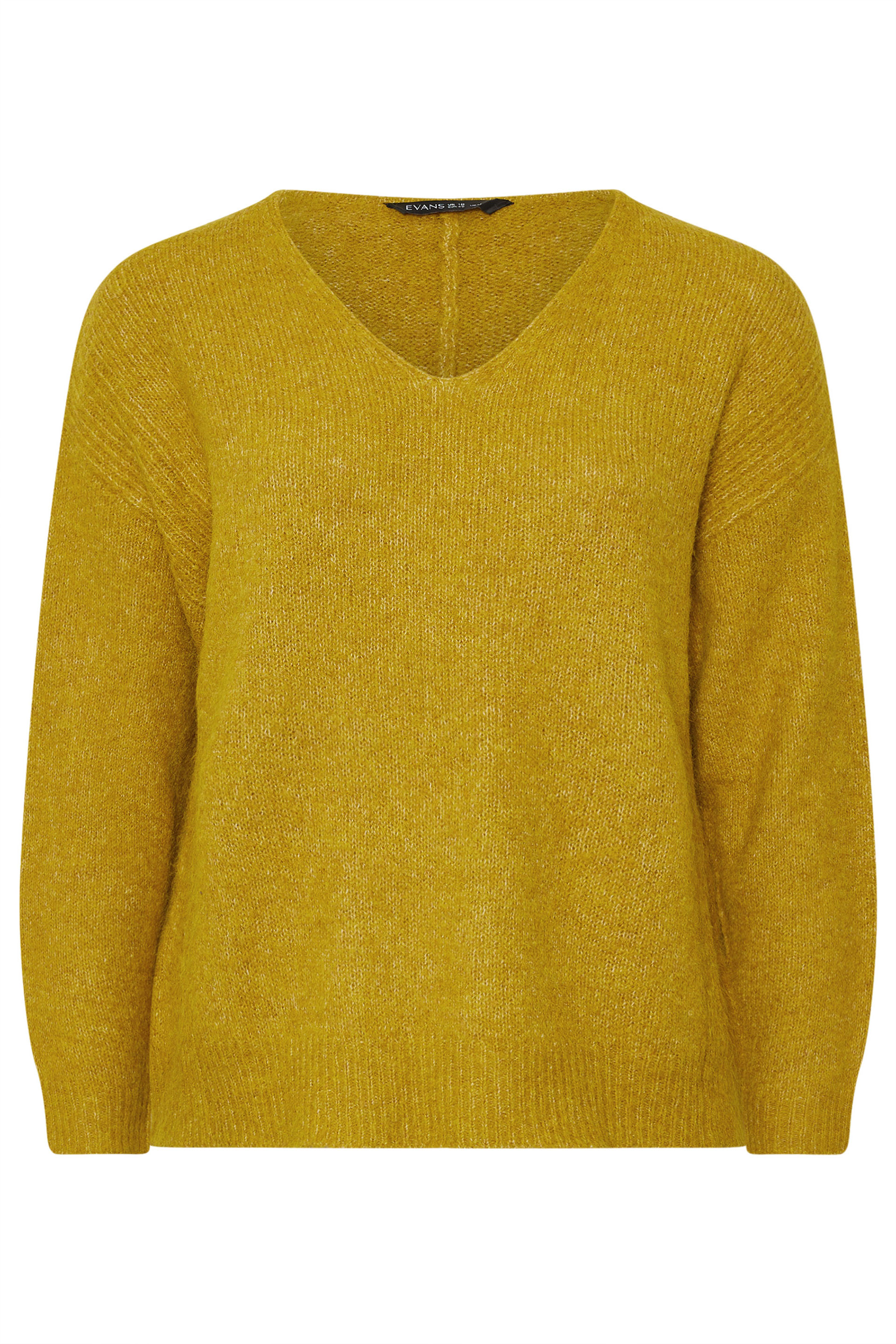 EVANS Plus Size Green Knitted V-Neck Jumper | Evans  7