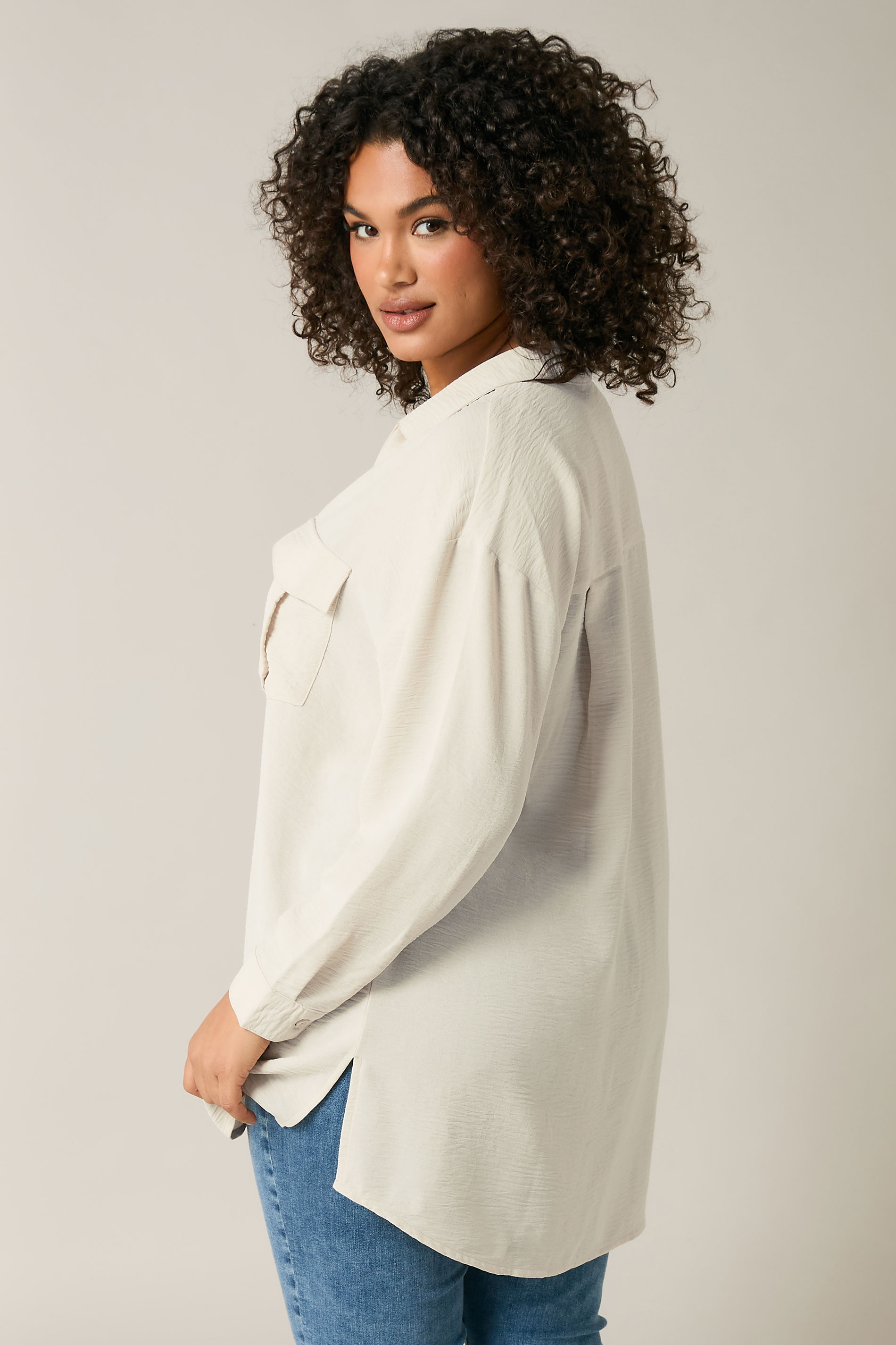 EVANS Plus Size Cream Utility Pocket Shirt | Evans 4