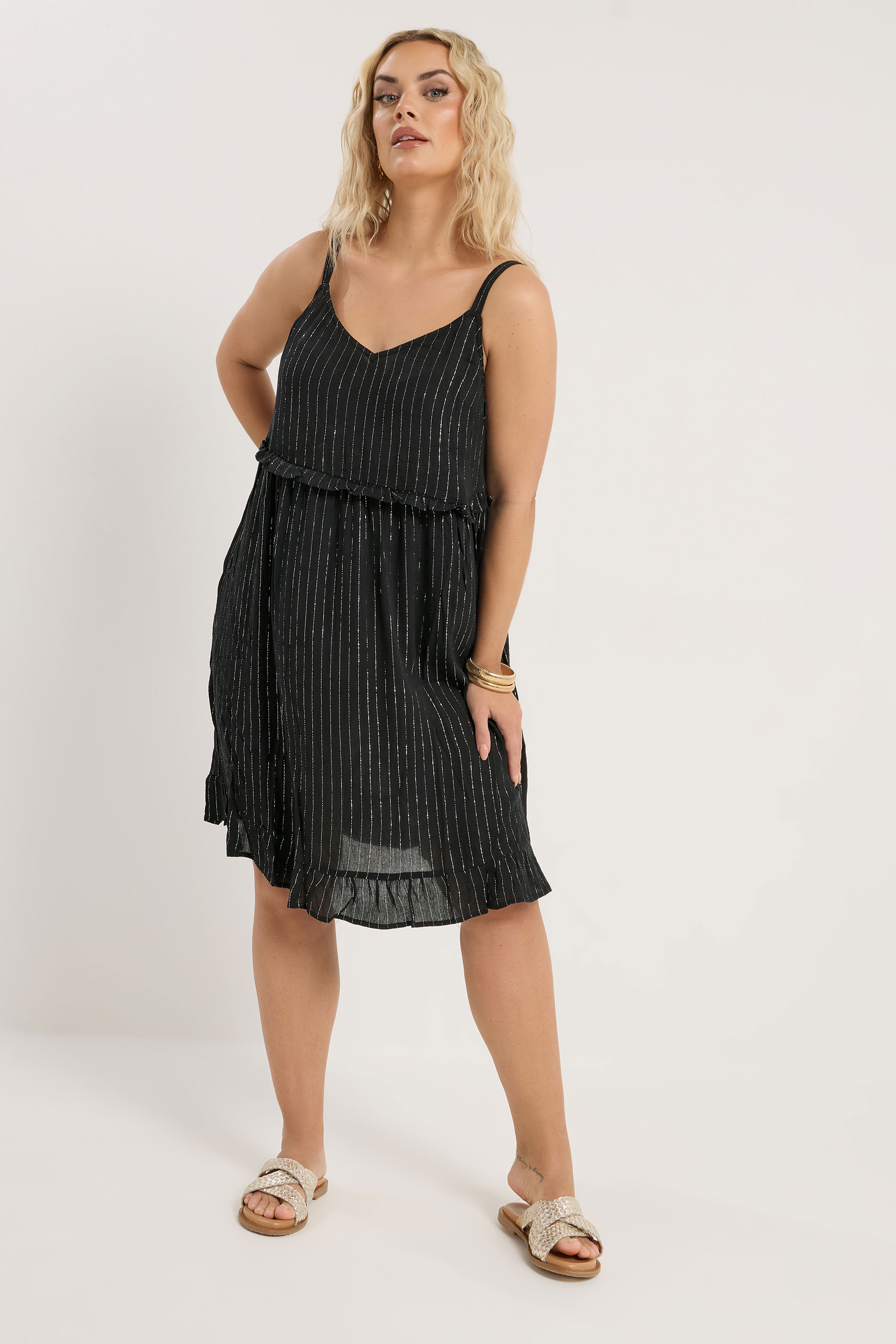 YOURS Plus Size Black Crinkle Mini Beach Dress | Yours Clothing 2