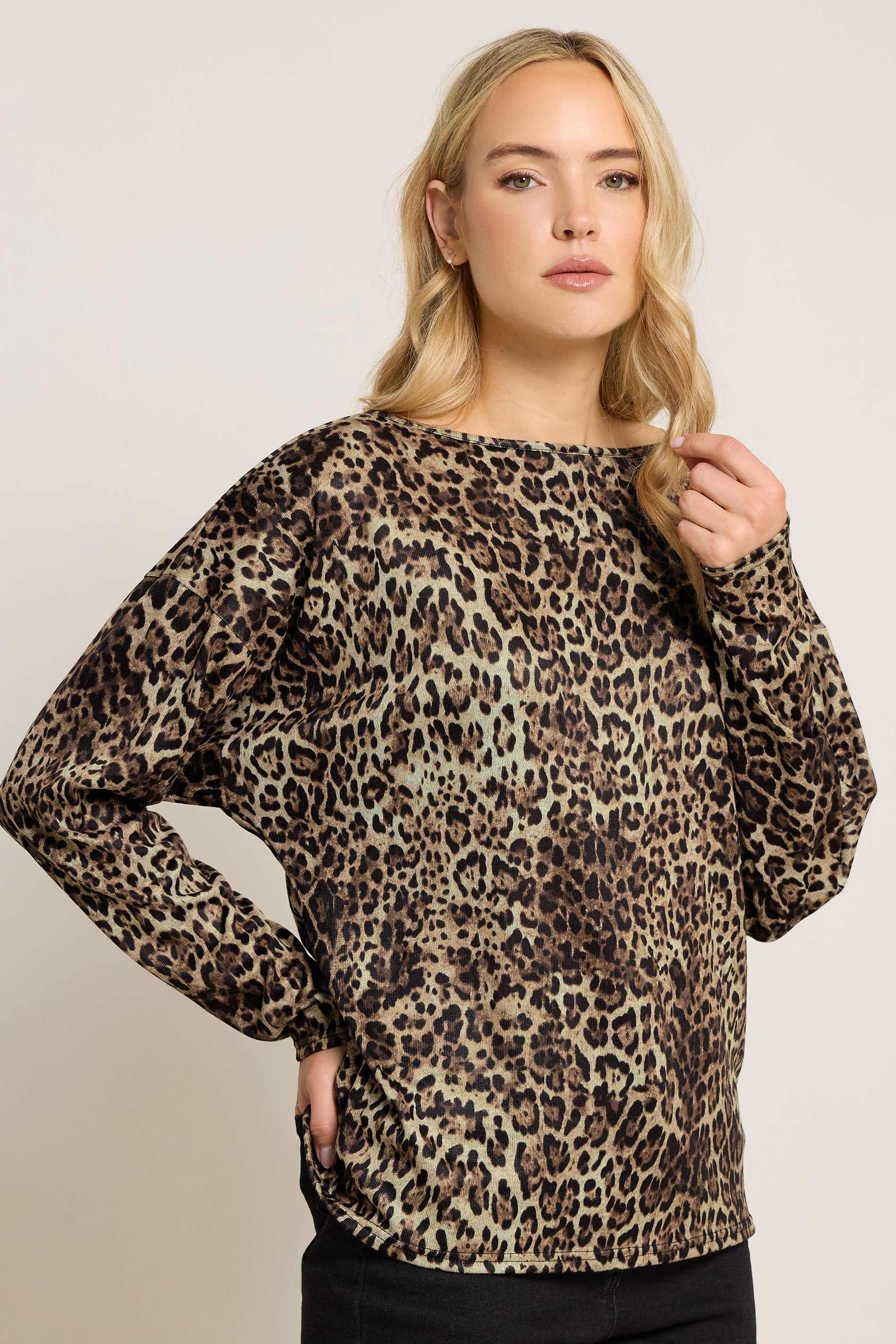 LTS Tall Brown Animal Print Batwing Top | Long Tall Sally 3