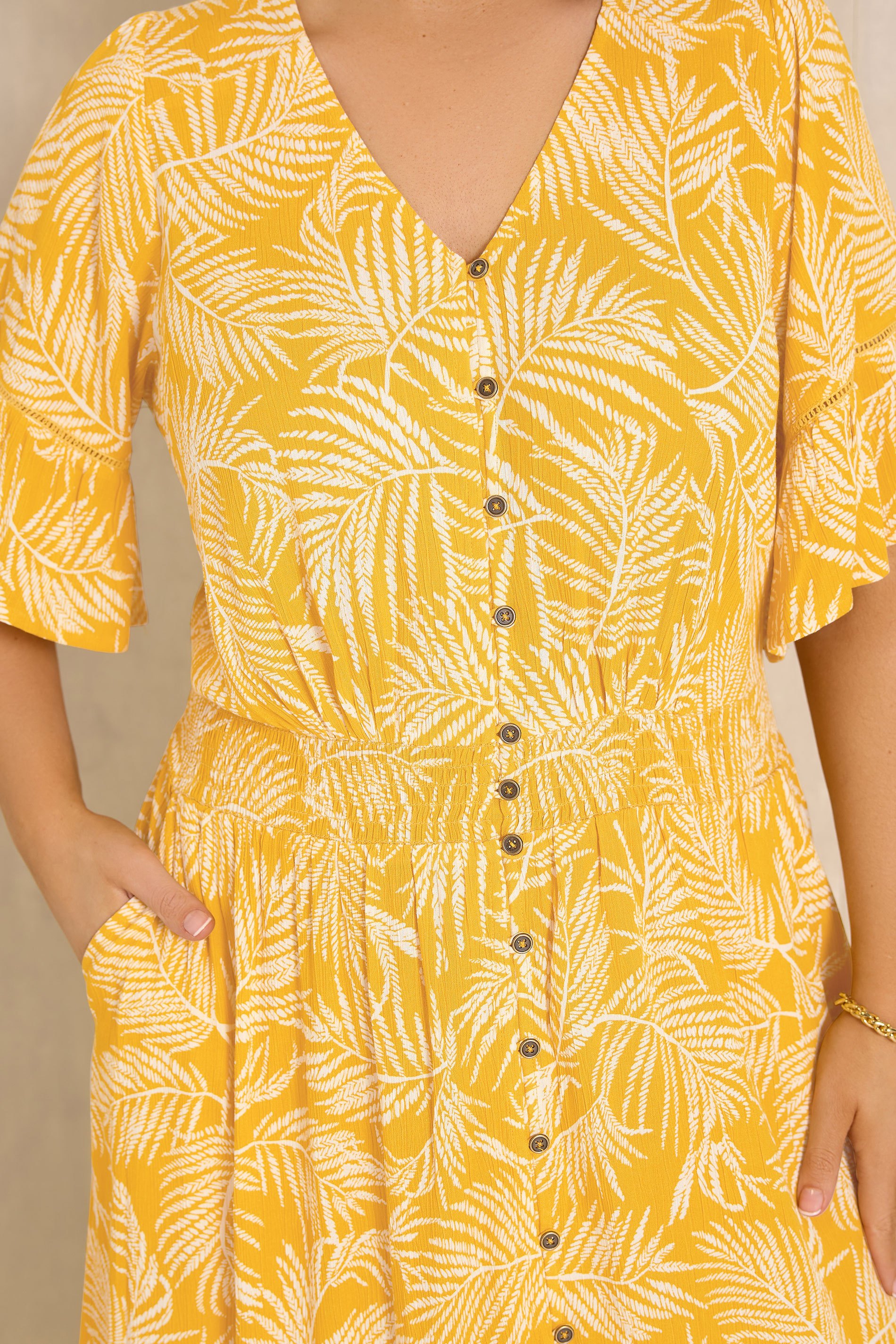 EVANS Plus Size Yellow Boho Print Maxi Dress | Evans 5