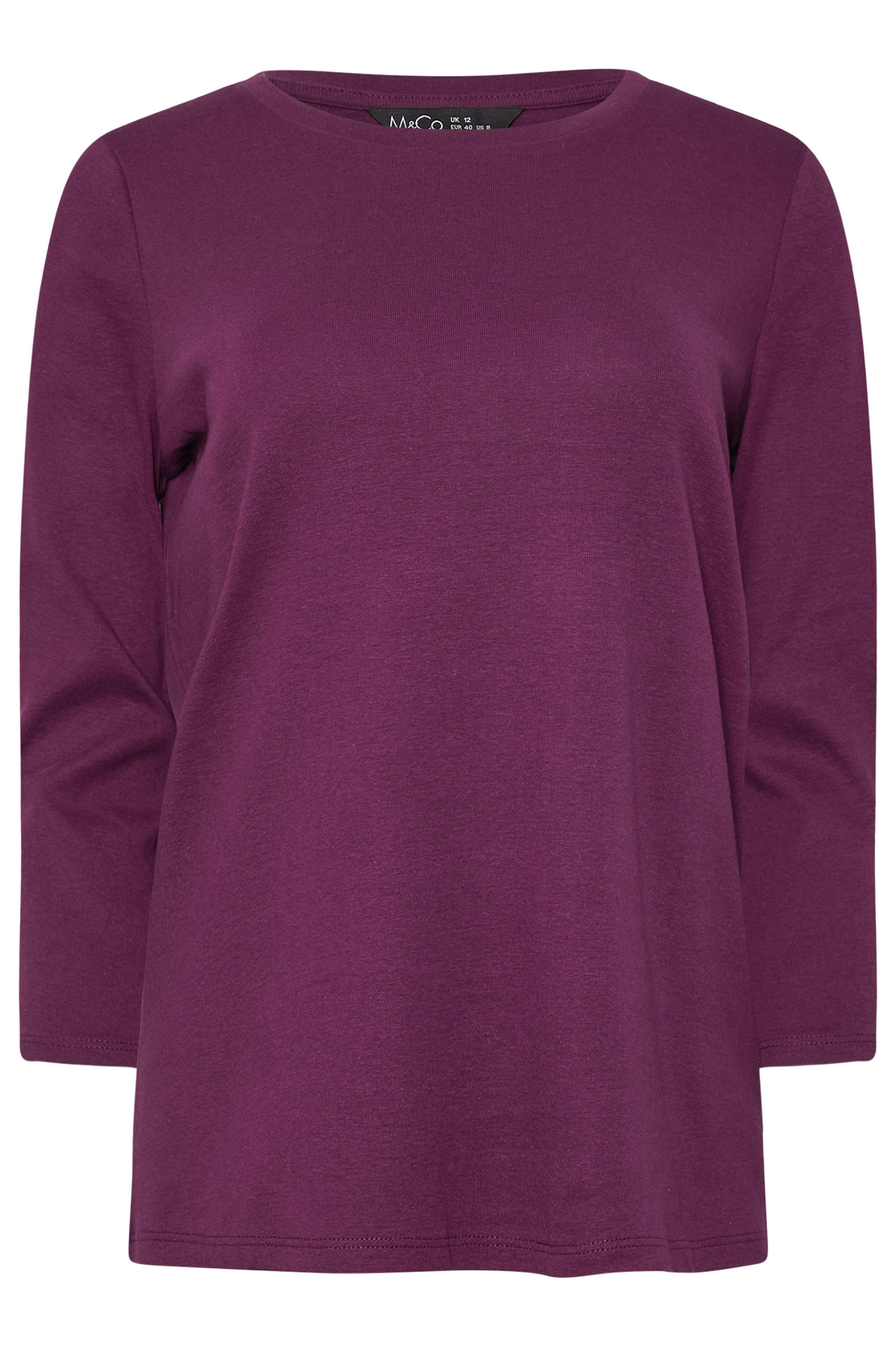 M&Co 2 PACK Berry Purple Leopard Print & Plain Cotton T-Shirts | M&Co 9