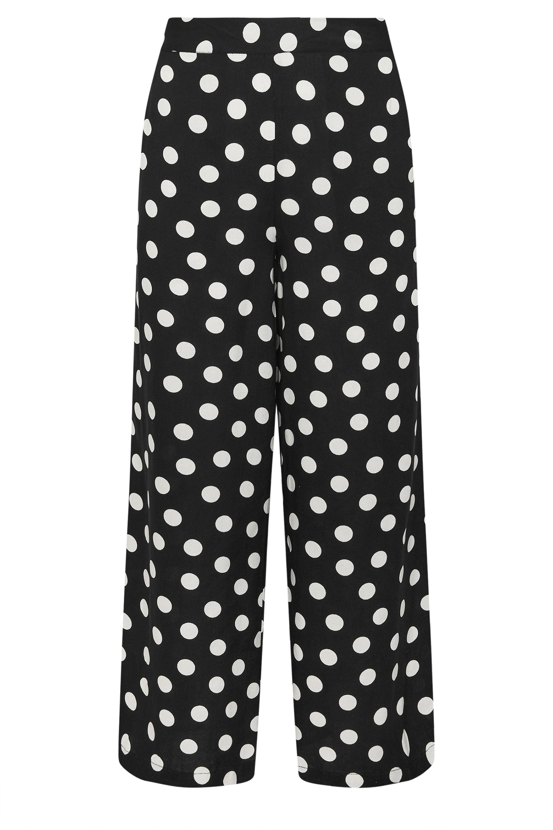 M&Co Petite Black & White Polka Dot Wide Leg Trousers | M&Co 5