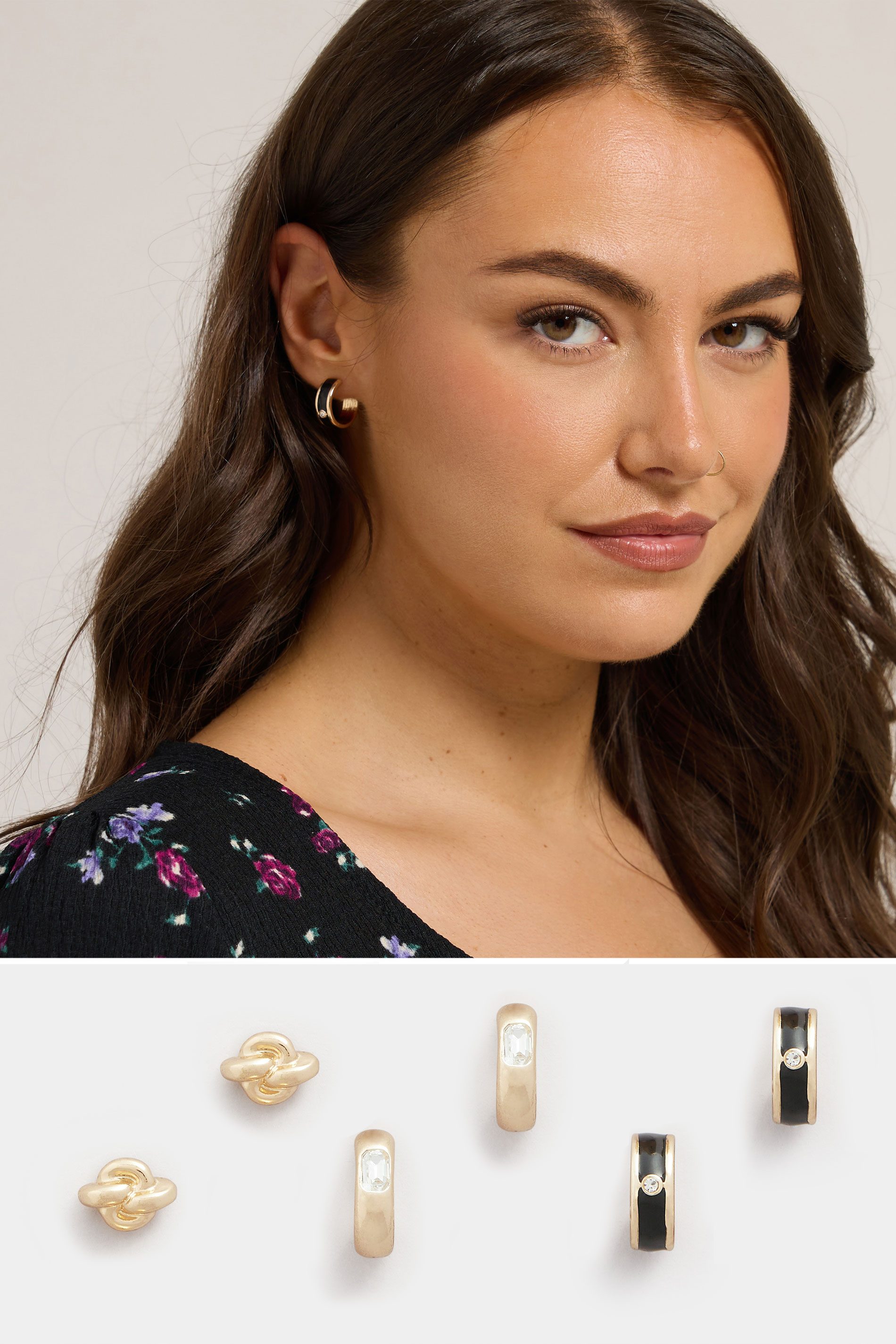 Women's Gold Yours 3 Pack Tone Mixed Stud & Hoop Earring Set Size One Size