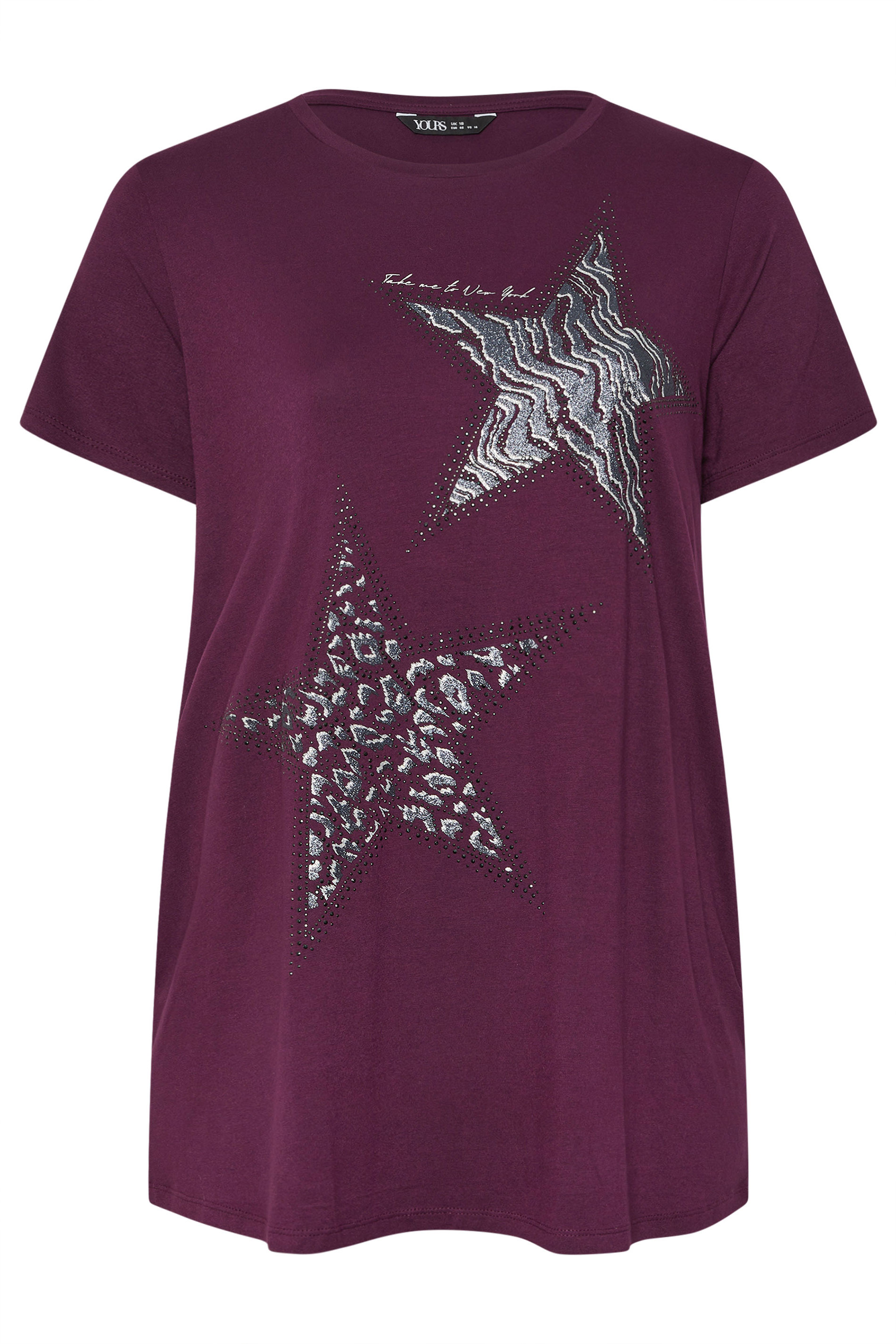 YOURS Plus Size Purple Star Print T-Shirt | Yours Clothing 5