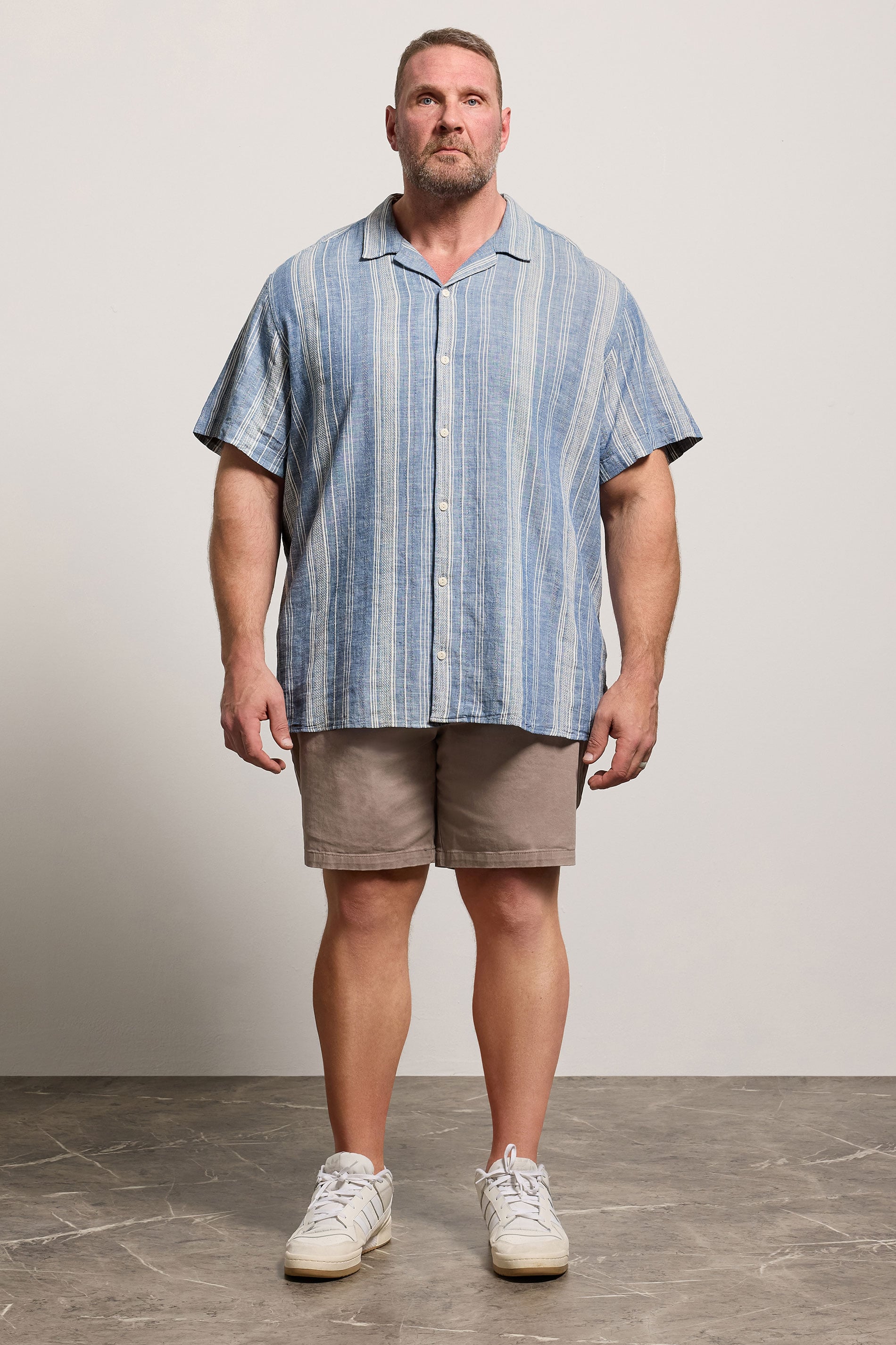 JACK & JONES Big & Tall Navy Blue Linen Blend Resort Shirt | BadRhino 1