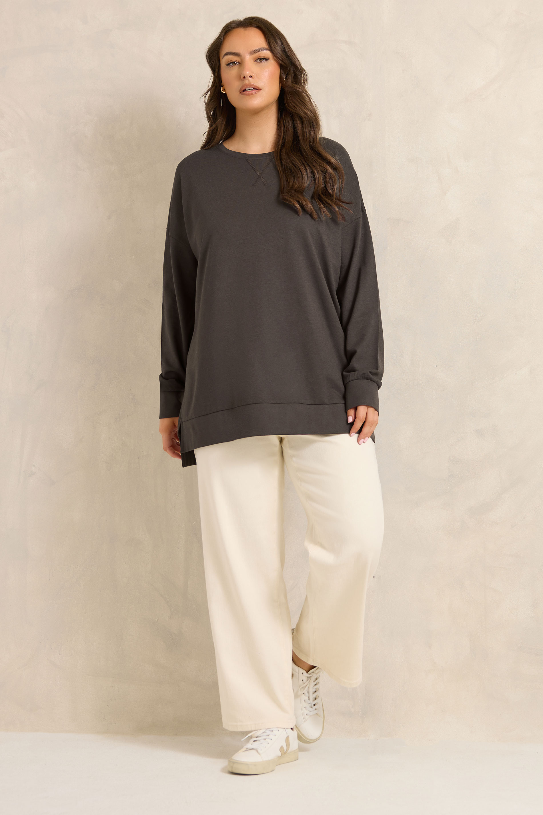 EVANS Plus Size Chocolate Brown Luxe Sweatshirt | Evans 1