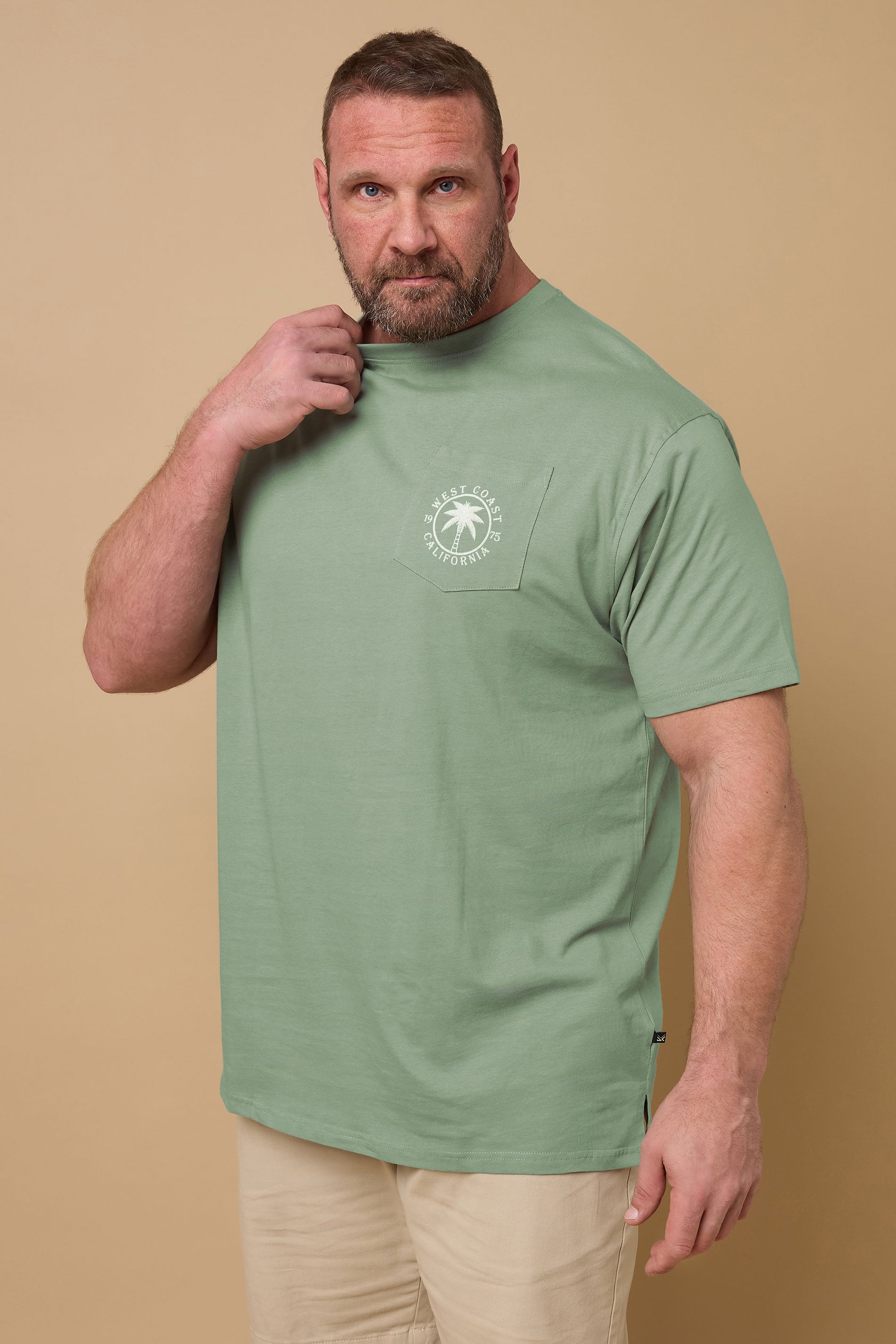 KAM Big & Tall Sage Green 'Pasadena' Reverse T-Shirt | BadRhino 3