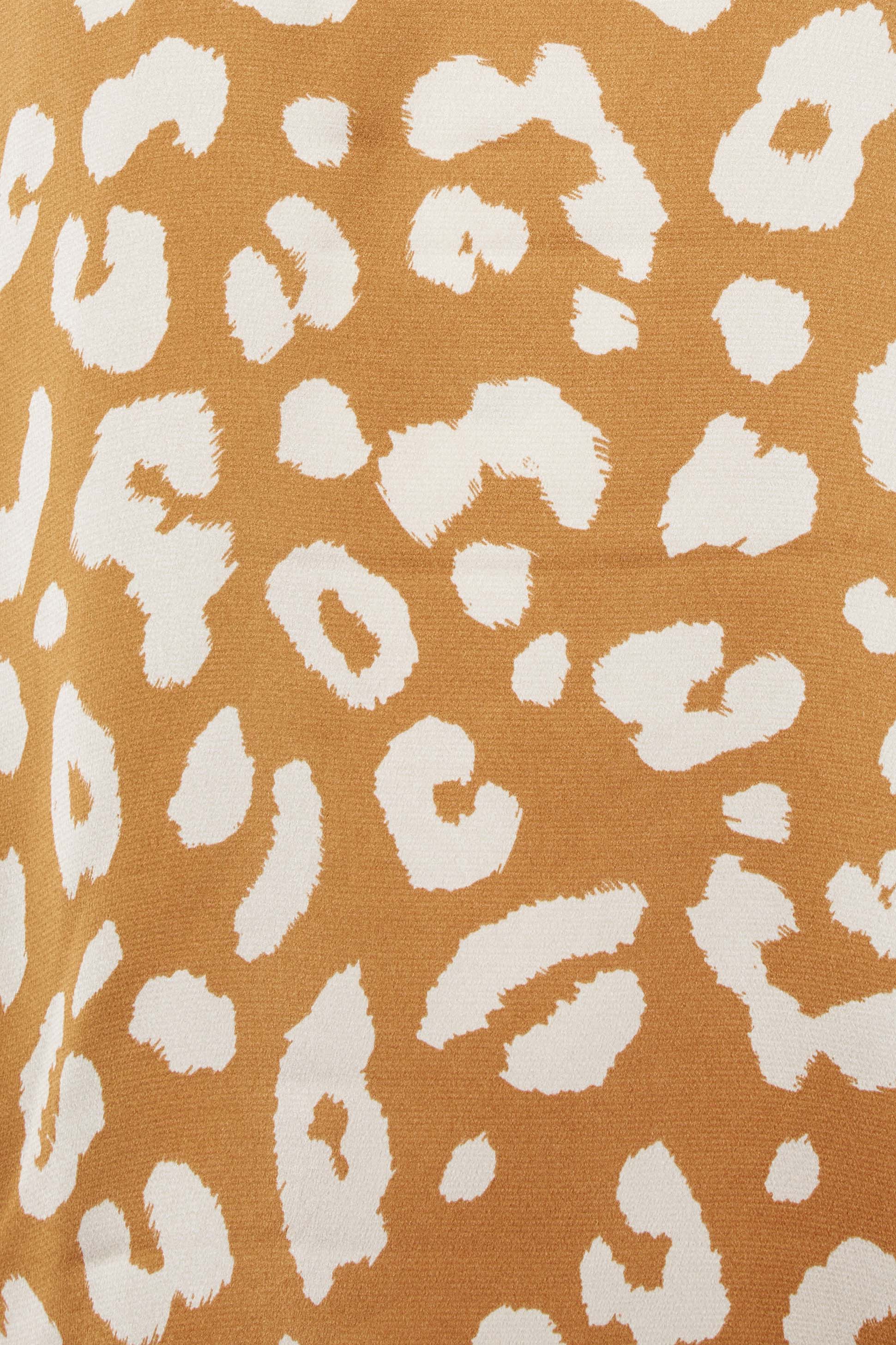 M&Co Orange Leopard Print High Neck Satin Blouse | M&Co 5