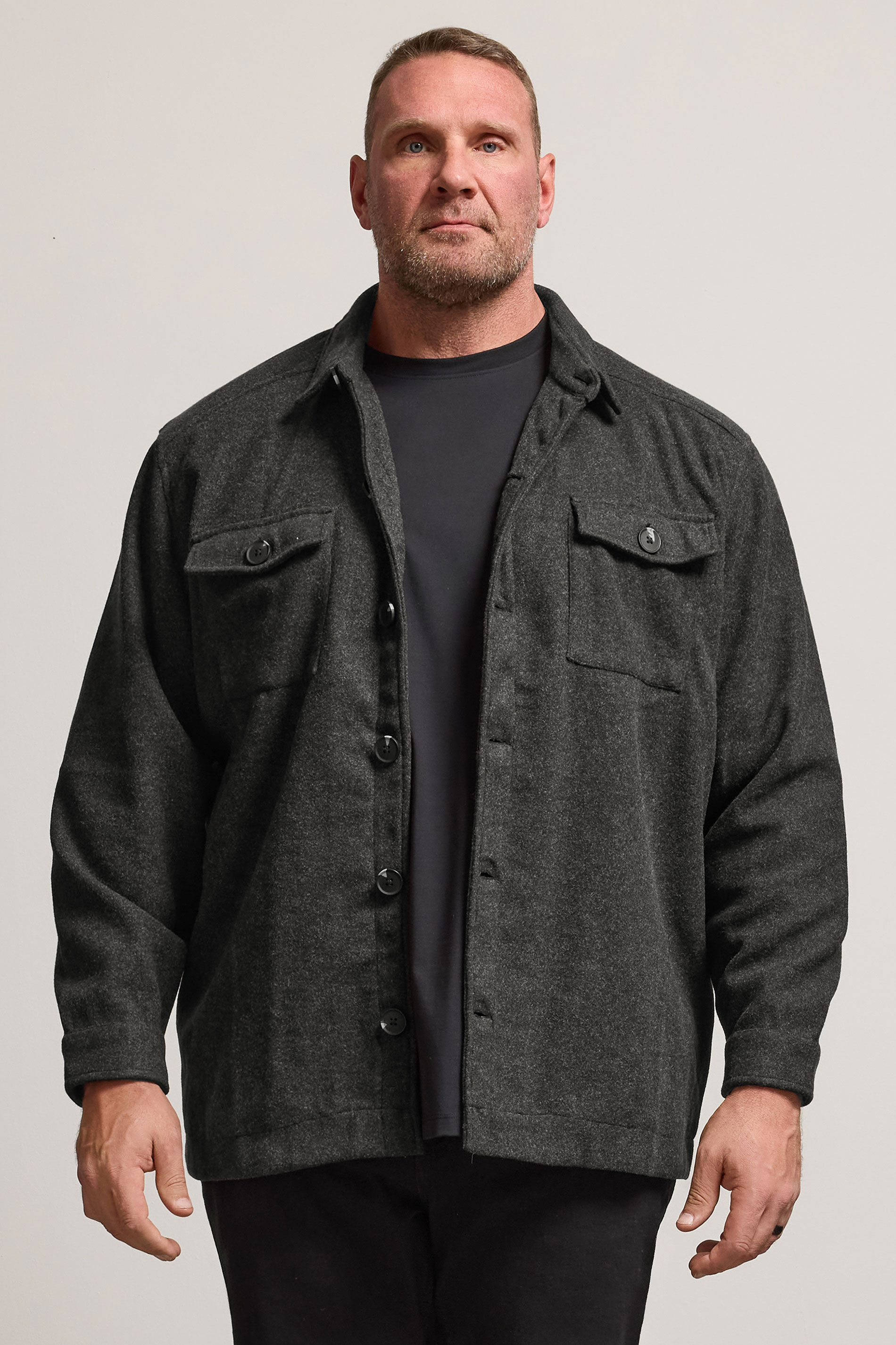 BadRhino Big & Tall Charcoal Grey Premium Button Down Shacket | BadRhino 3