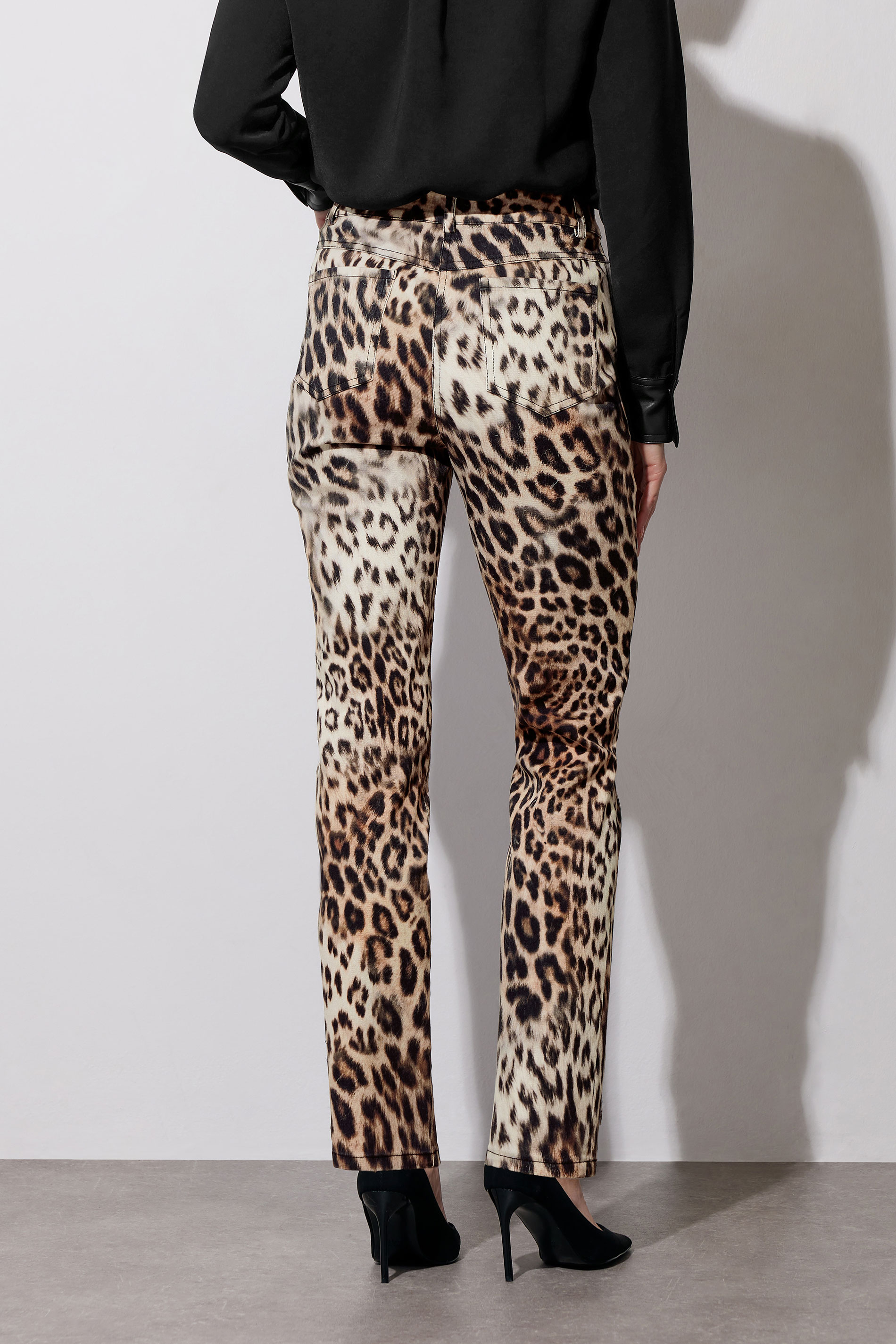STAR Beige Brown Denim Leopard Straight Leg Jeans | StarByJM 4