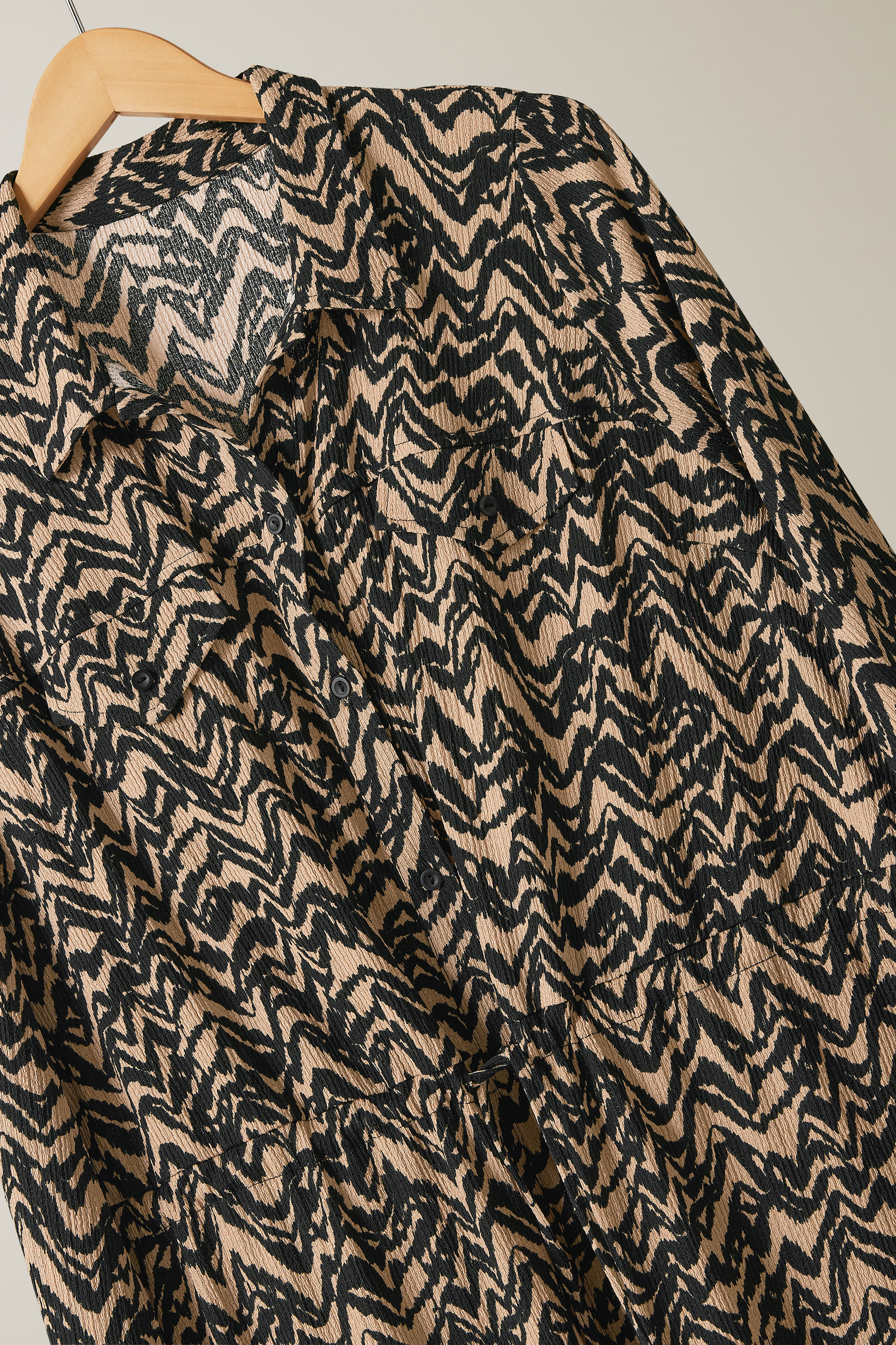 EVANS Plus Size Natural Brown Abstract Print Crepe Midi Shirt Dress | Evans 6