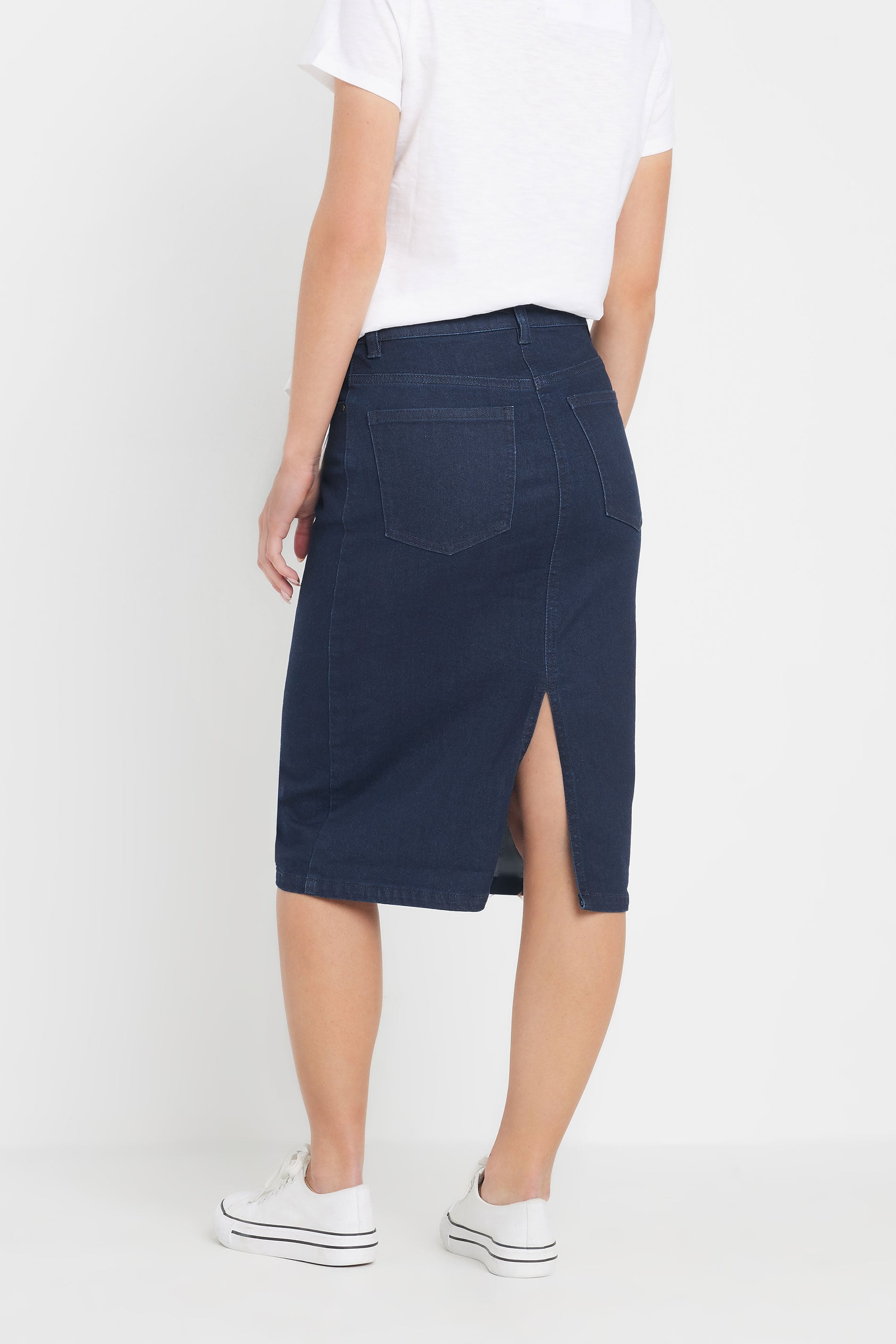 M&Co Petite Indigo Blue Midi Denim Skirt | M&Co 2