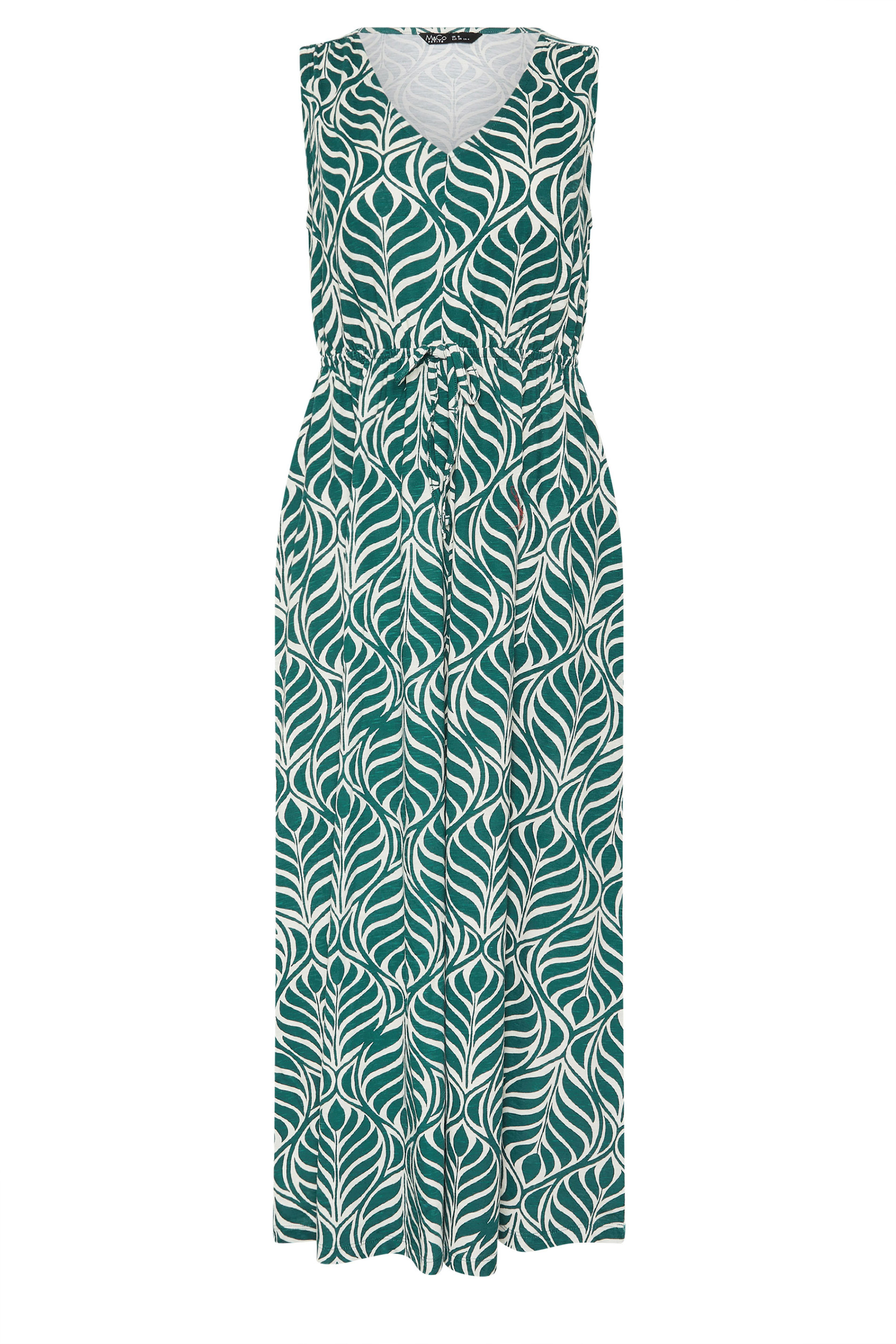 M&Co Petite Green Leaf Print Cotton Maxi Dress | M&Co 5