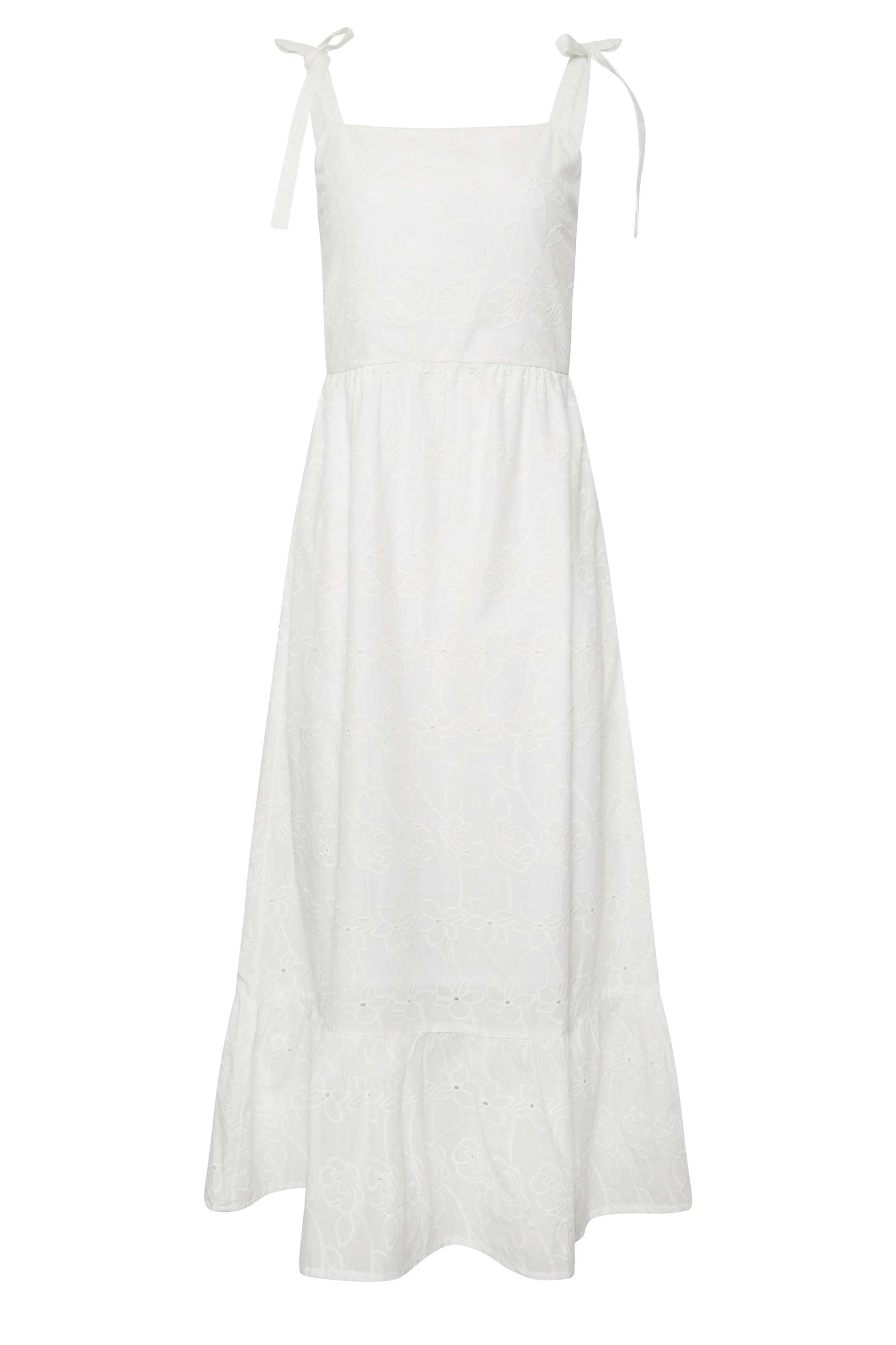 LTS Tall White Floral Broderie Anglaise Cotton Maxi Sundress | Long Tall Sally 7