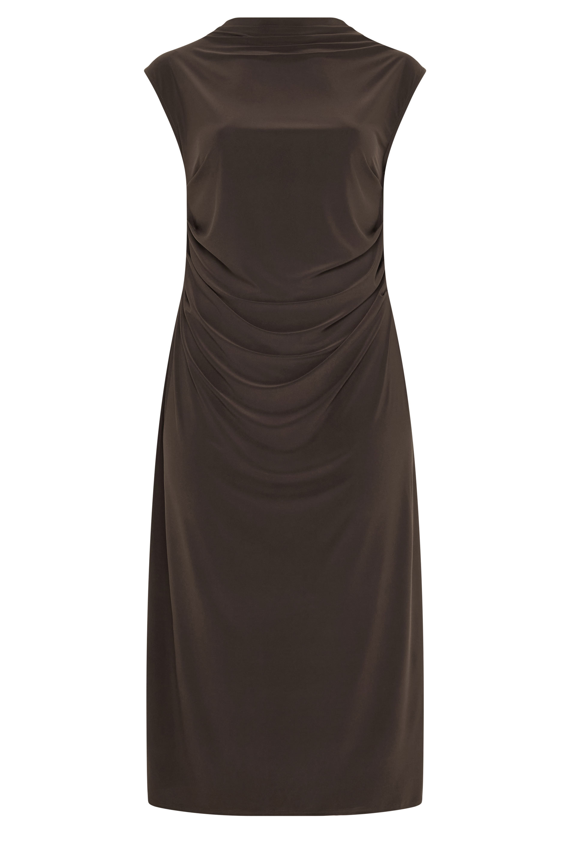 YOURS LONDON Plus Size Chocolate Brown Drape Dress | Yours Clothing 5