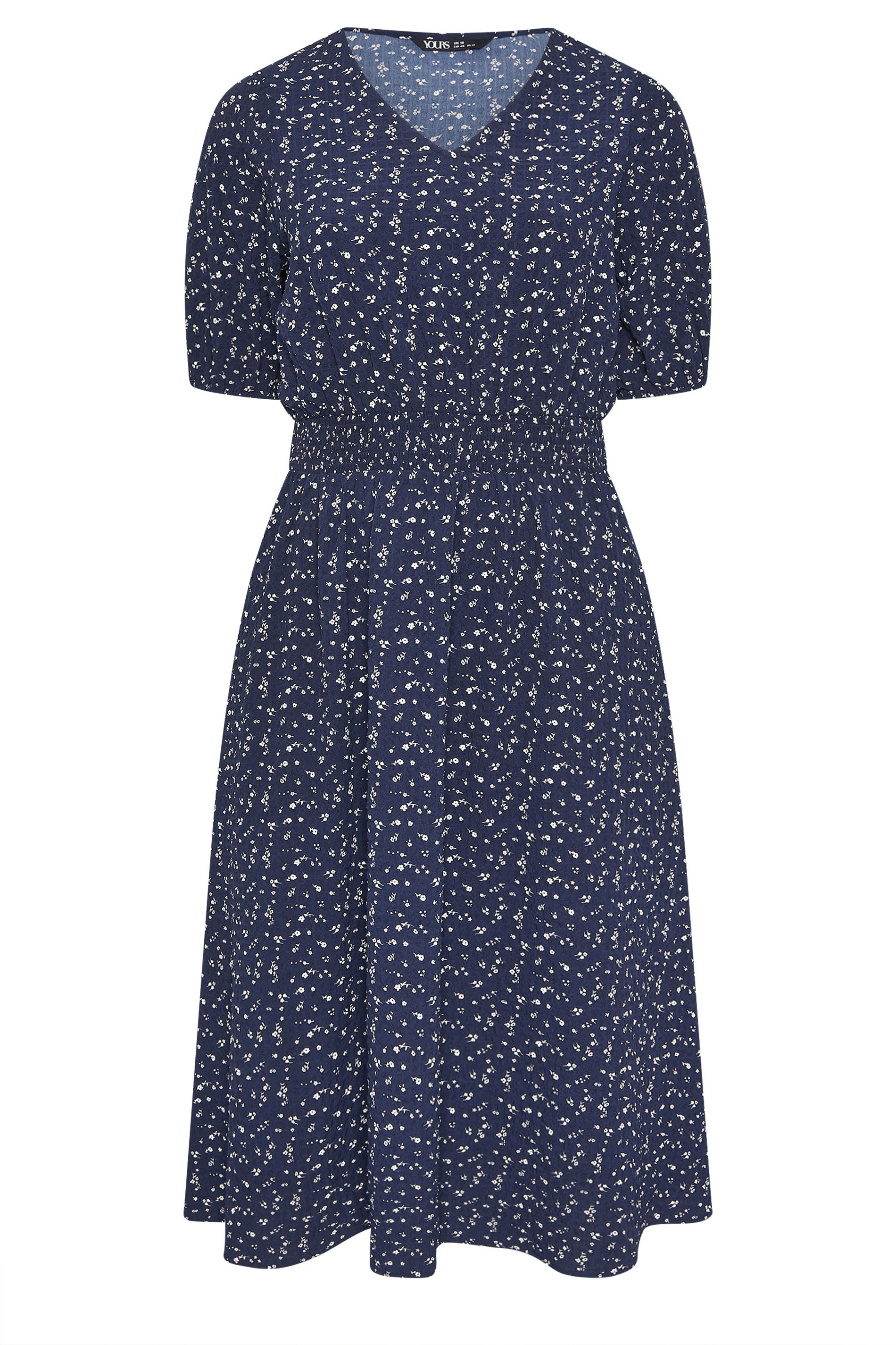 YOURS Plus Size Navy Blue Ditsy Floral Smock Dress | Yours Clothing 5