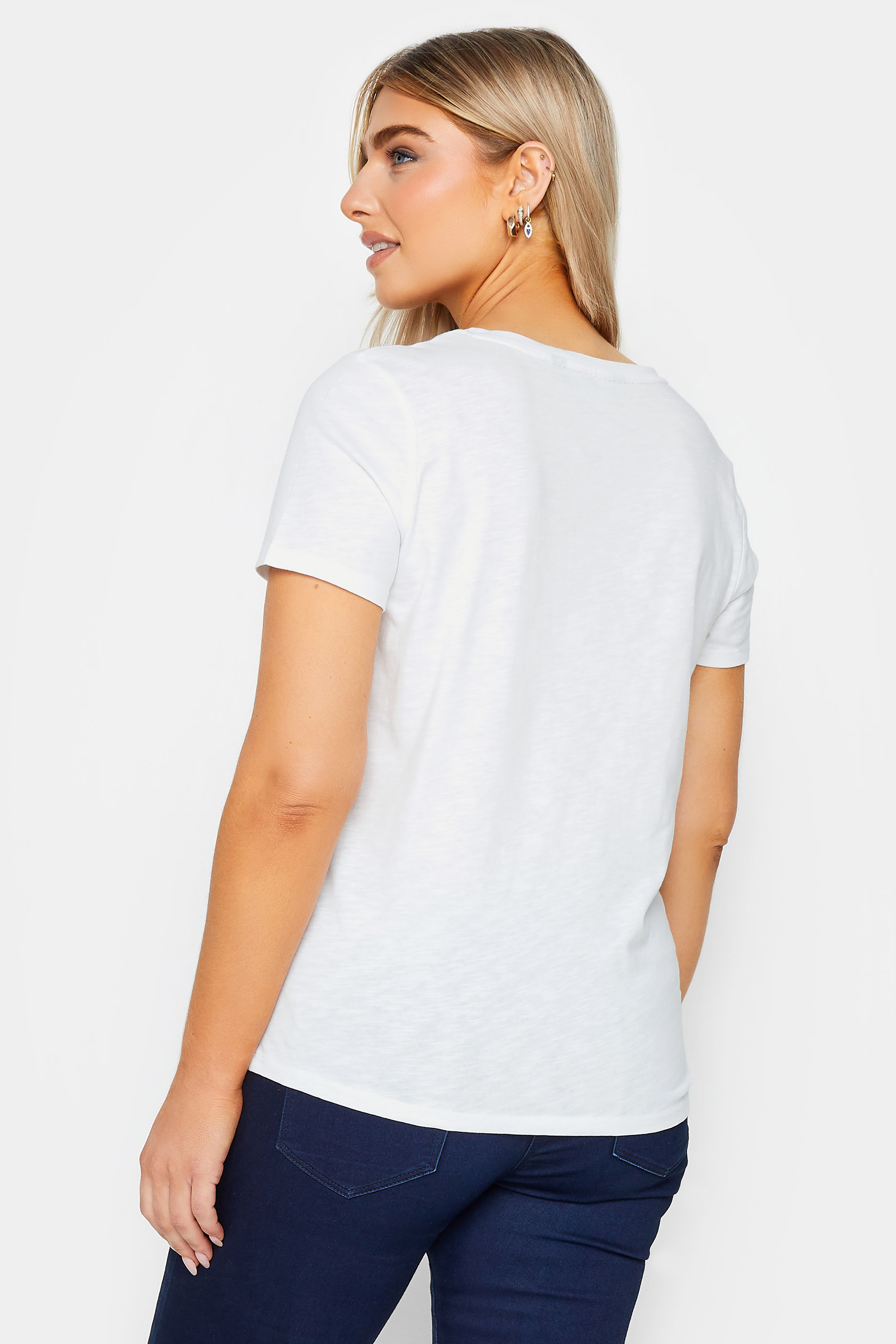 M&Co White V-Neck Cotton T-Shirt | M&Co 3