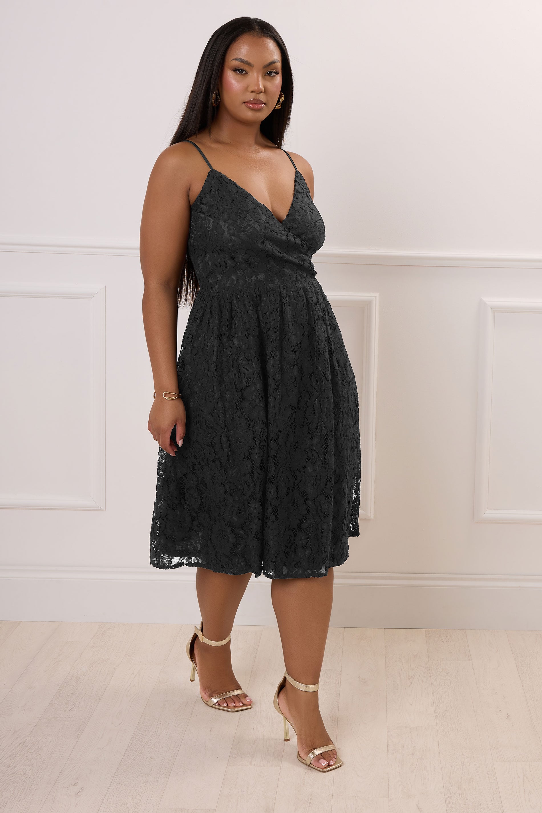 YOURS LONDON Plus Size Black Lace Skater Dress | Yours Clothing  4